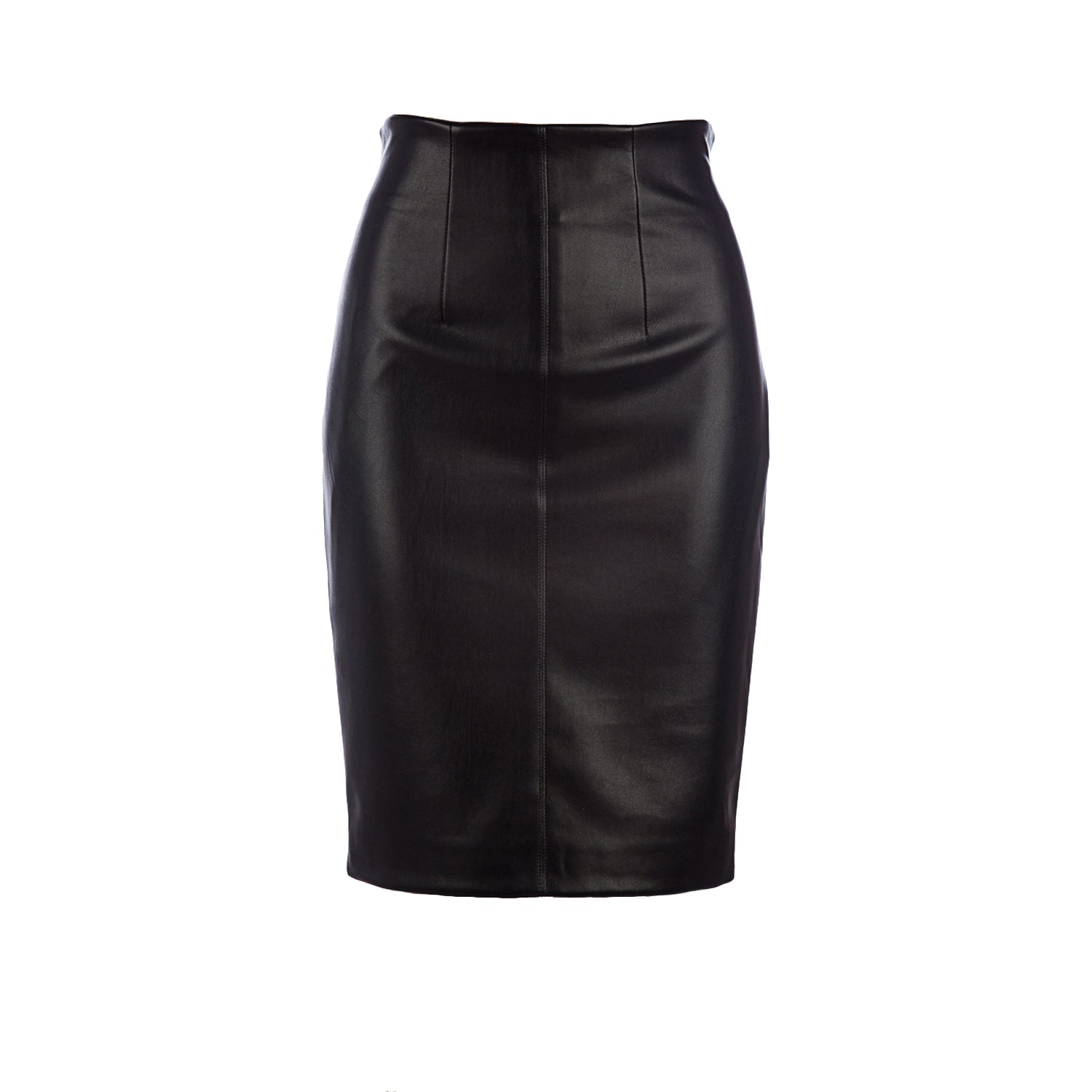 Conquista Women's Black Pleather Pencil Skirt In Black