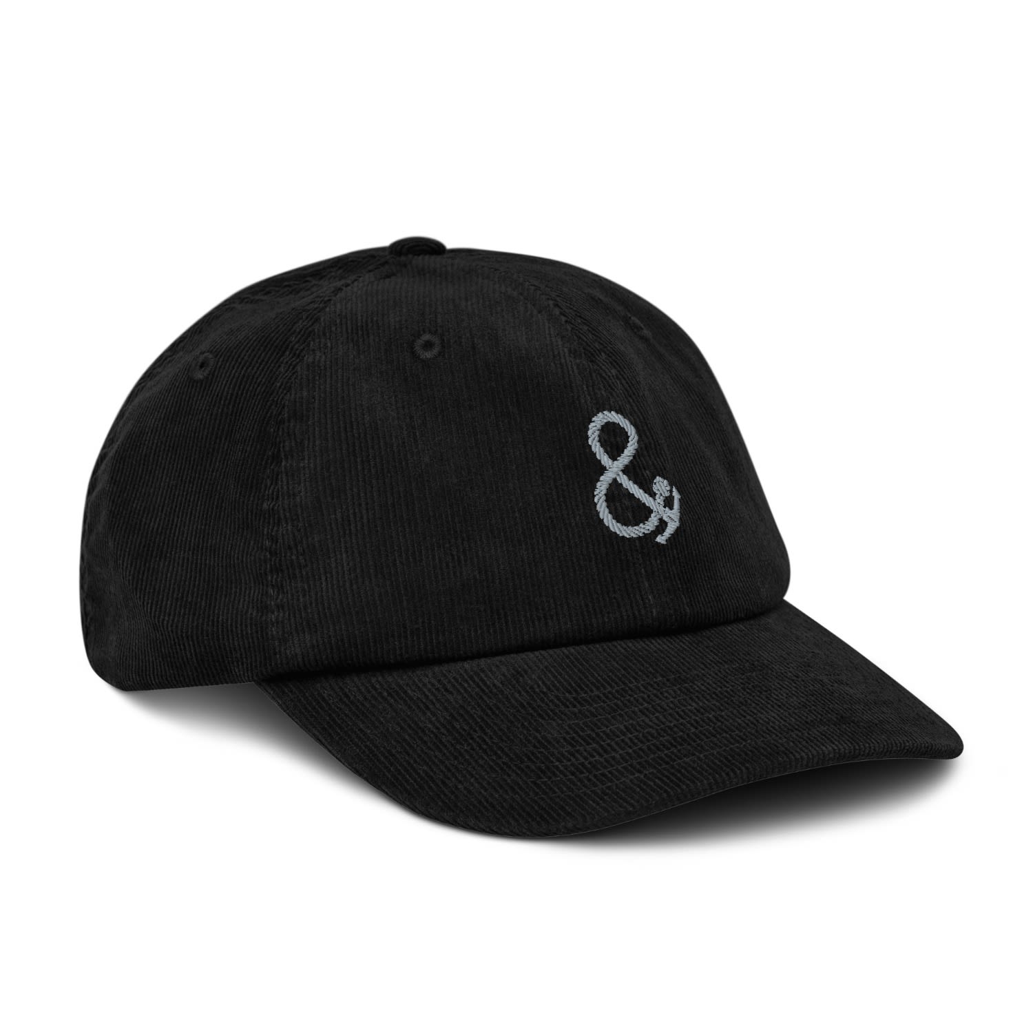 Anchor & Crew Black Ampersand Signature Embroidered Corduroy Cap - Women In Black