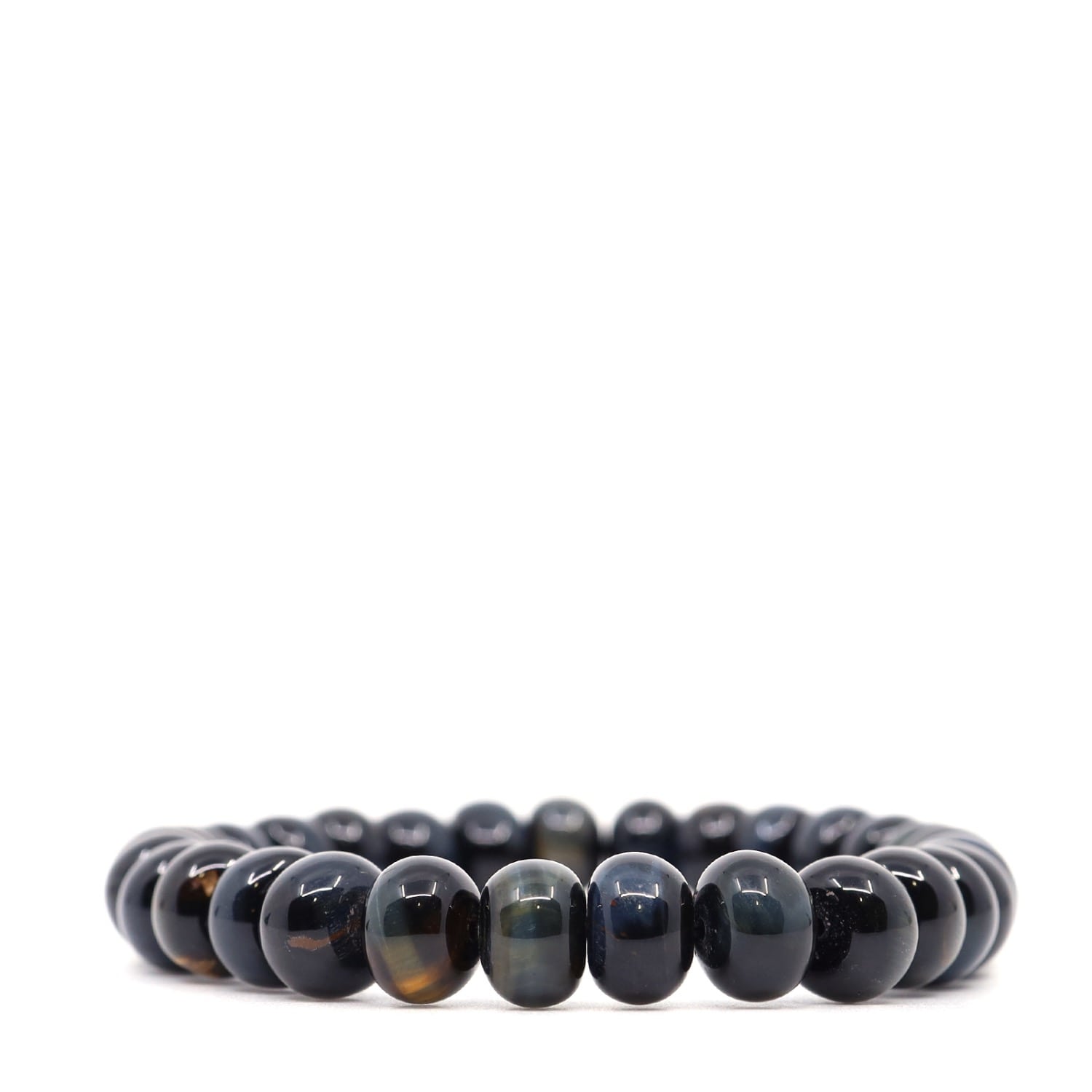 Shar Oke Men's Blue / Grey Blue & Grey Tiger's Eye Bracelet In Black