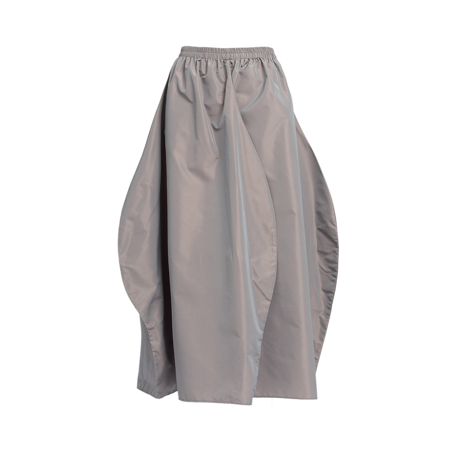 Women's Tulip Long Skirt In Grey Taffeta | Extra Large | Bianca Popp