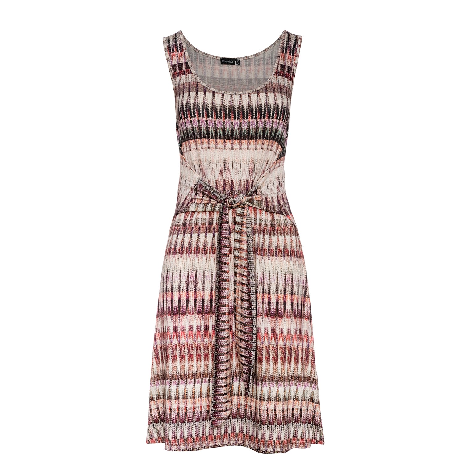 Conquista Women's Patterned Sleeveless Dress With Tie Waist