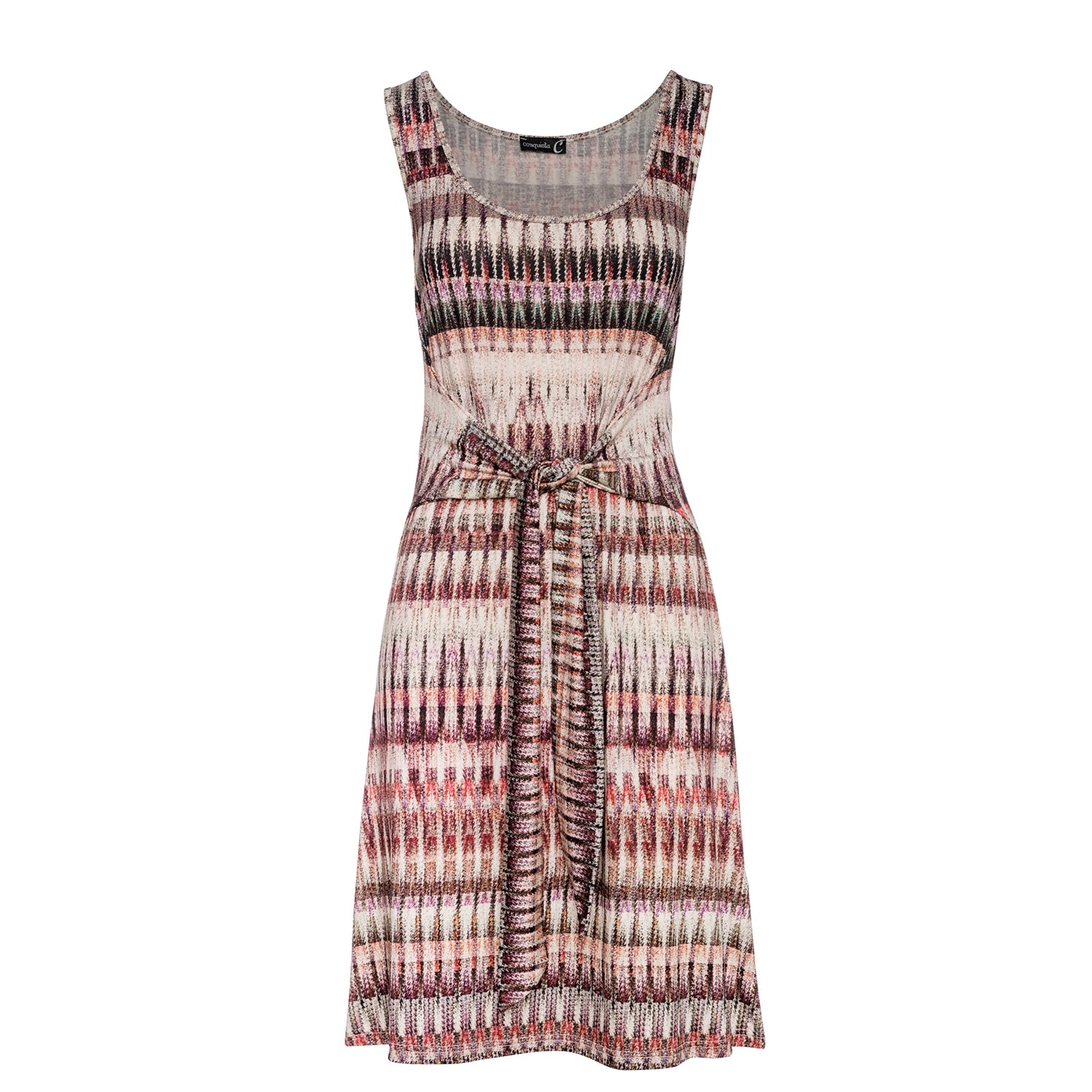 Women’s Patterned Sleeveless Dress With Tie Waist Small Conquista