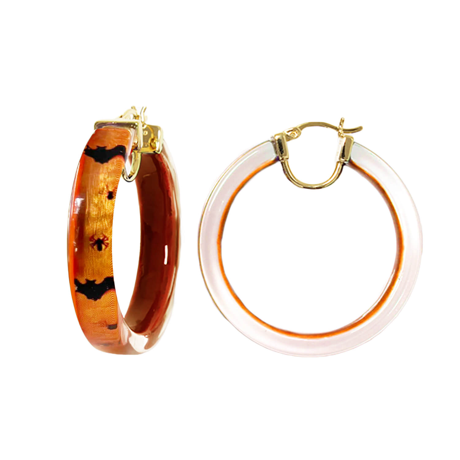 Women’s Yellow / Orange Spiders And Bats Hoop Earrings Gold & Honey