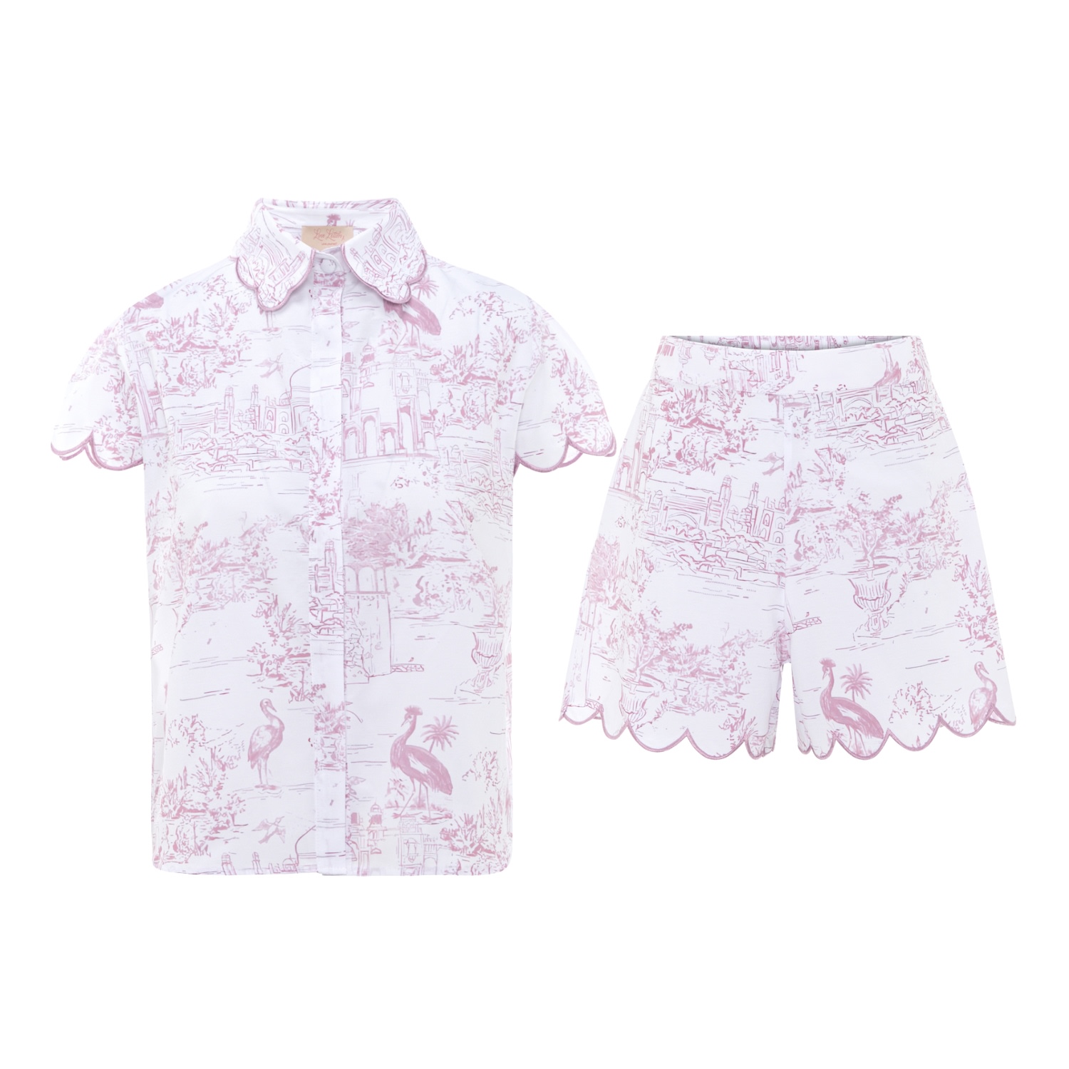 Love Letters X Women's Pink / White Pink Toile Cap Sleeve Short Pyjama Set In Multi