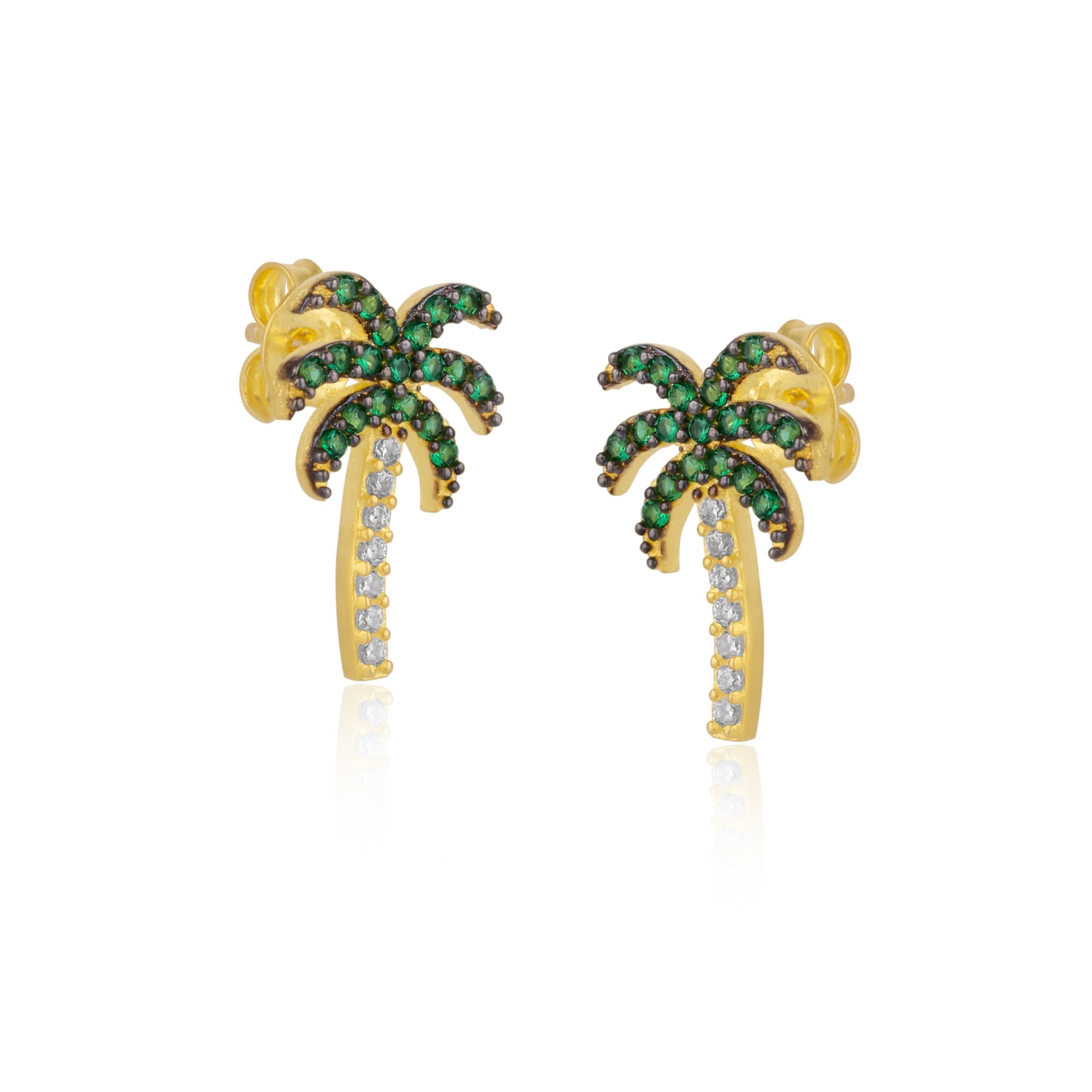 Spero London Women's Palm Tree Sterling Silver Stud Earrings - Gold In Gold