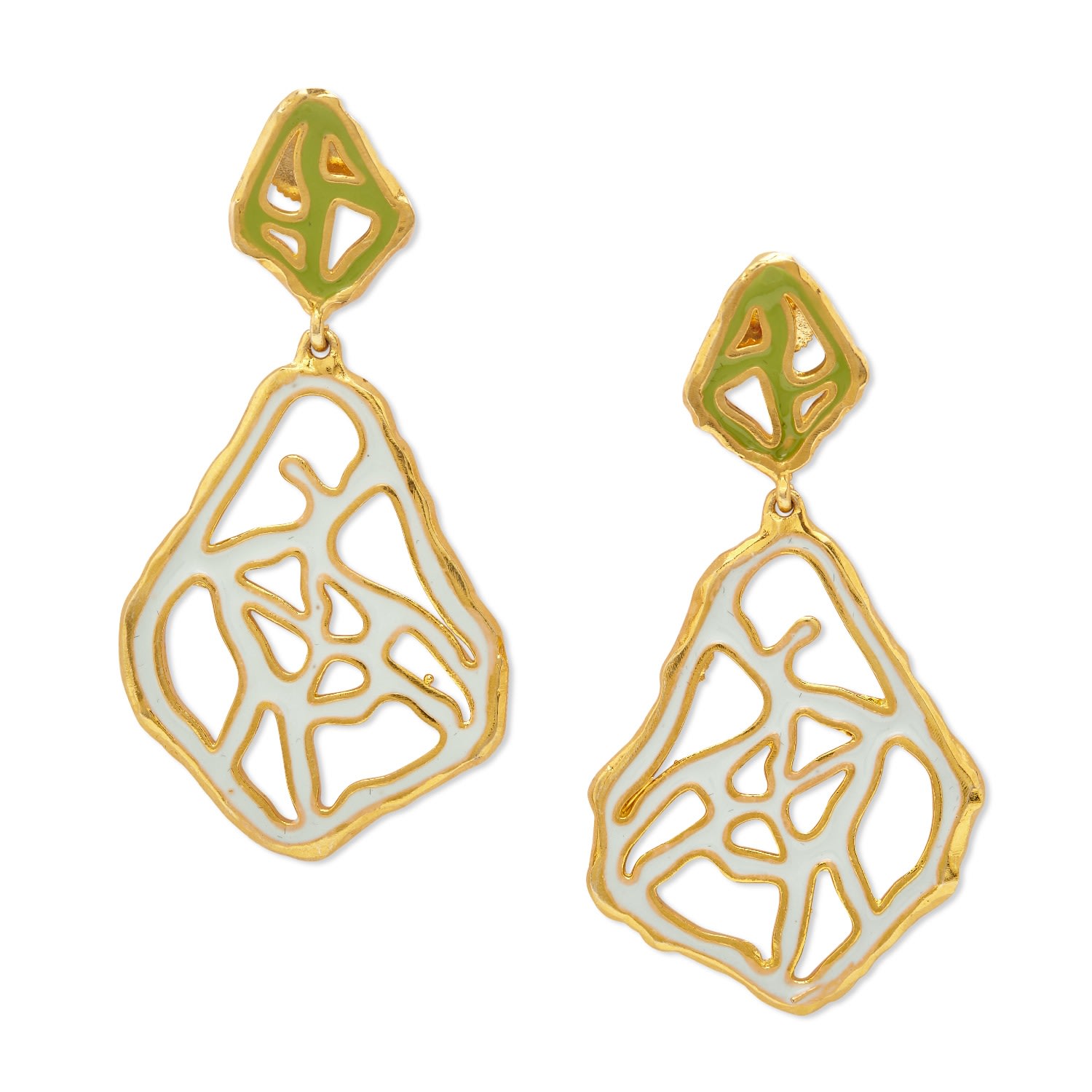 Women’s Gold Tala Earrings With Pastel Enamel Dhwani Bansal