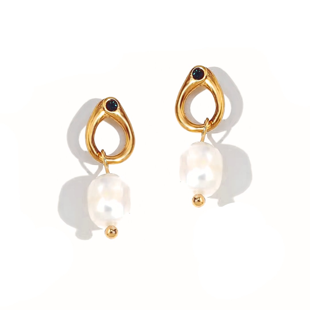 Mg Jewelry Women's Gold / Green Elena Pearl Earrings In Multi