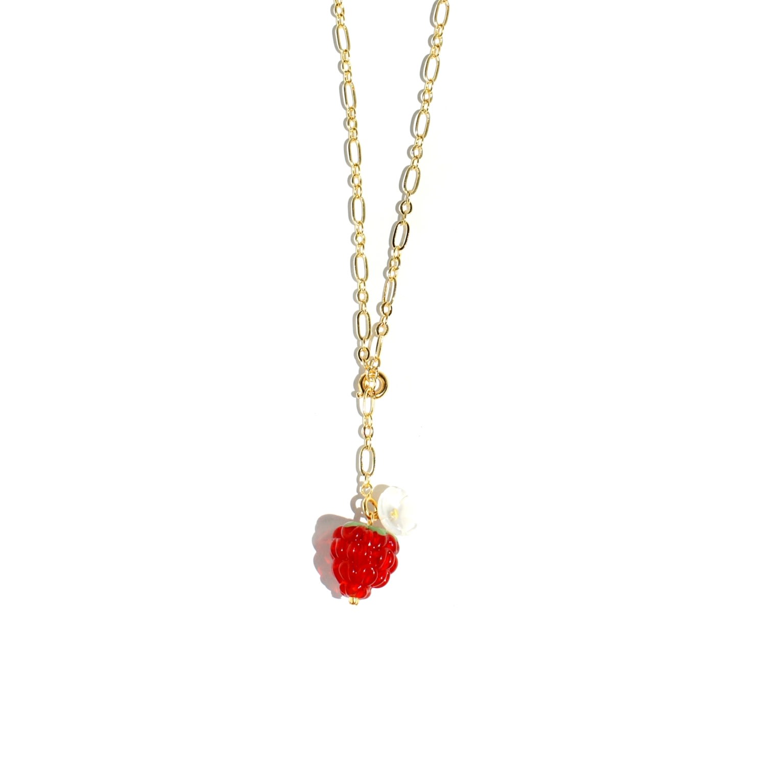 I'mmany London Women's Red Very Berry Chain Necklace With Lampwork Glass Raspberry Pendant