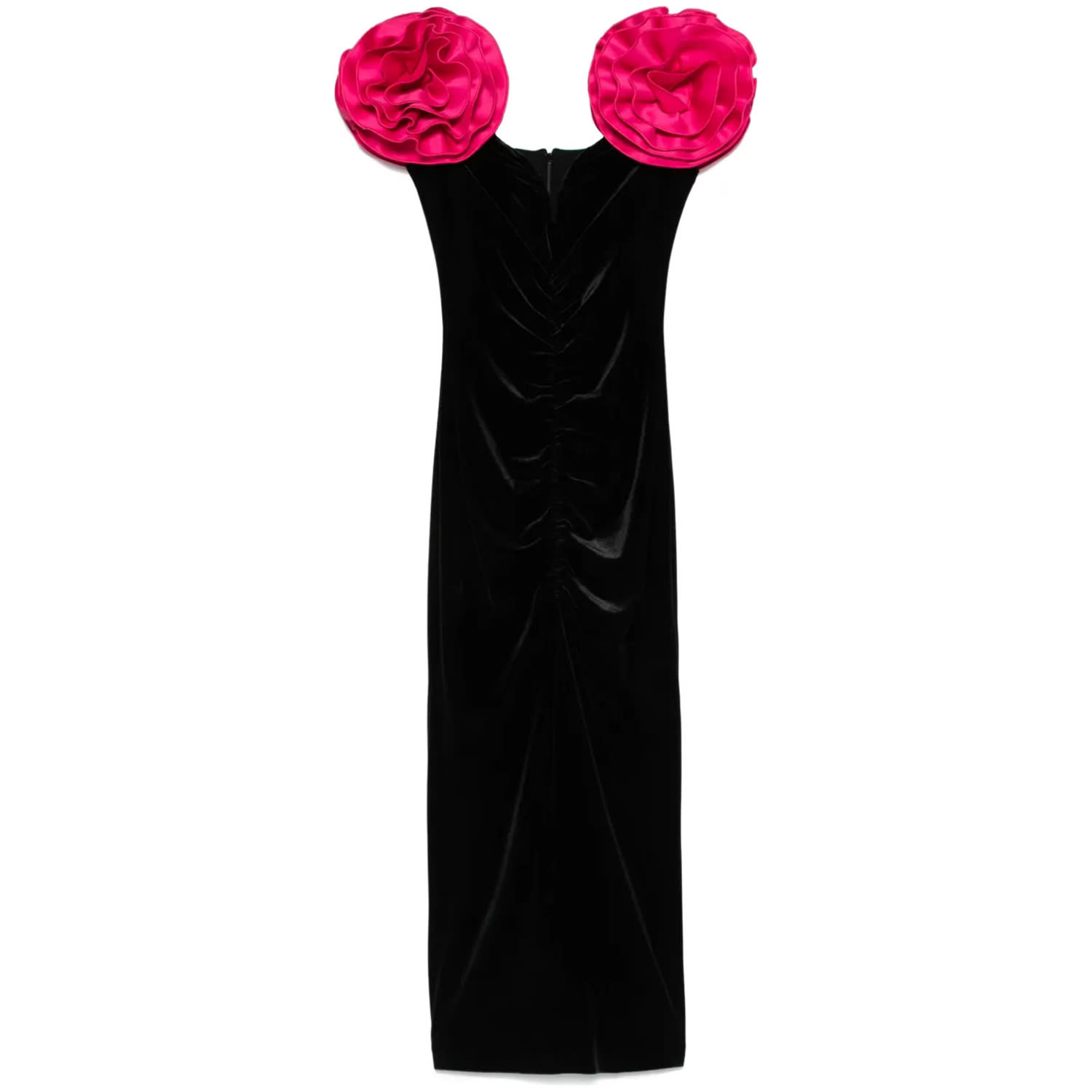 Nissa Women's Black Floral-detail Velvet Midi Dress In Black