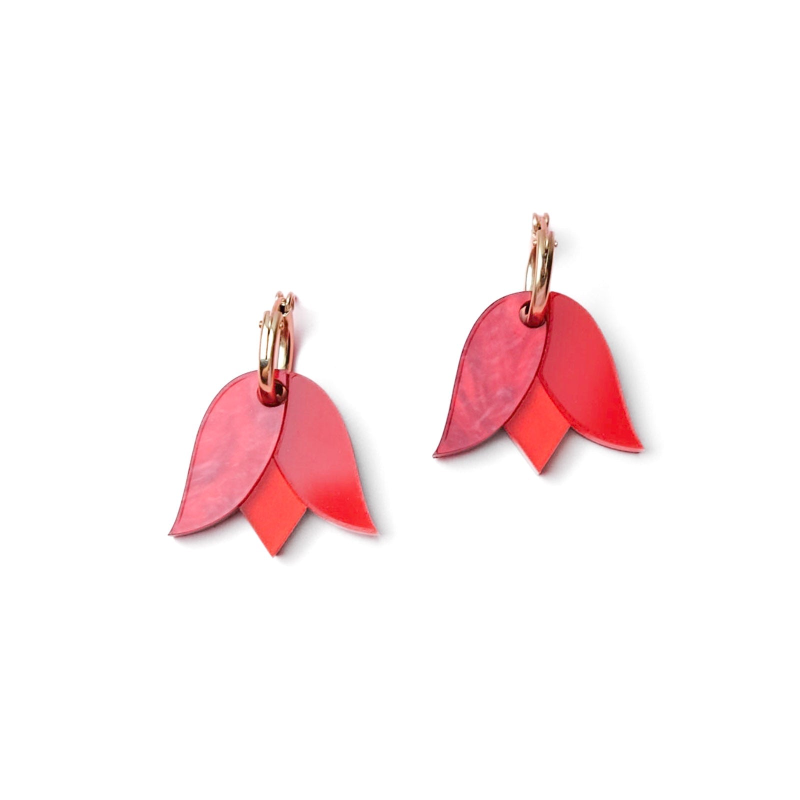 By Chavelli Women's Gold / Red Tulip Earrings In Red