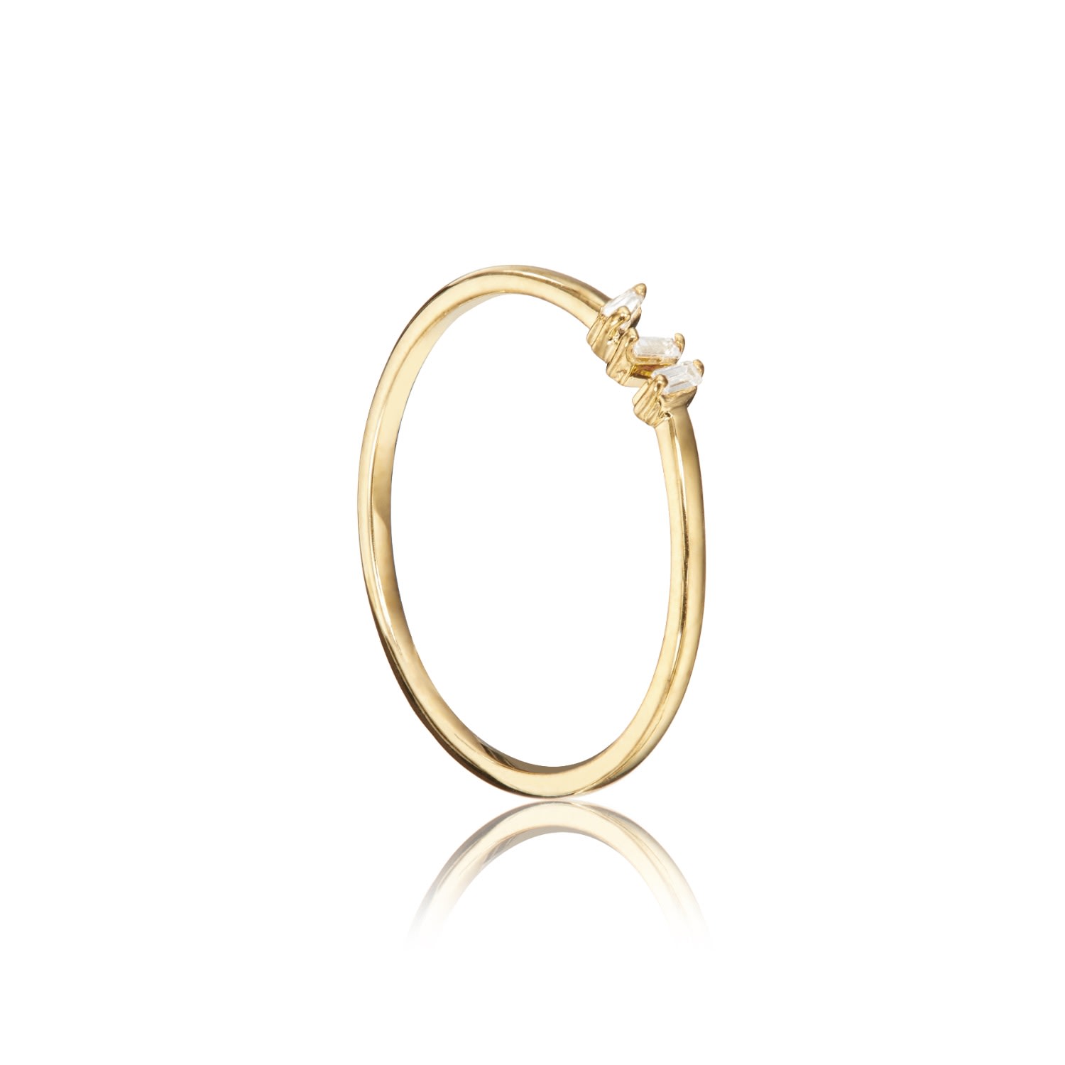Lily & Roo Women's Gold Three Baguette Diamond Style Ring In Gold