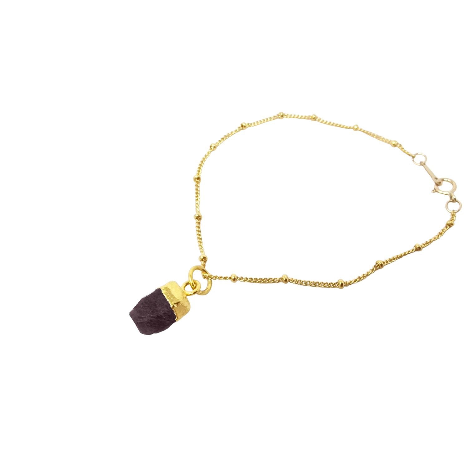 Harfi Women's Gold / Red Raw Garnet January Birthstone Gold Plated Bracelet In Multi