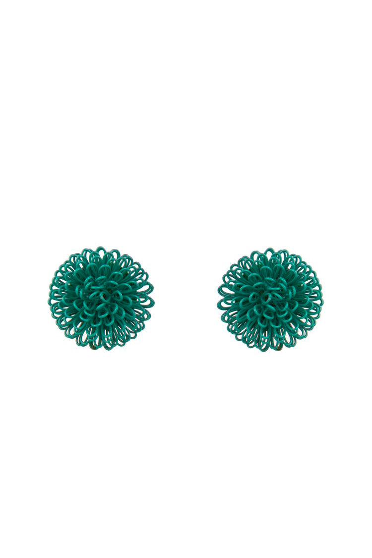 Pat’s Jewelry Women's Green Single Clip Pompom Earrings In Green
