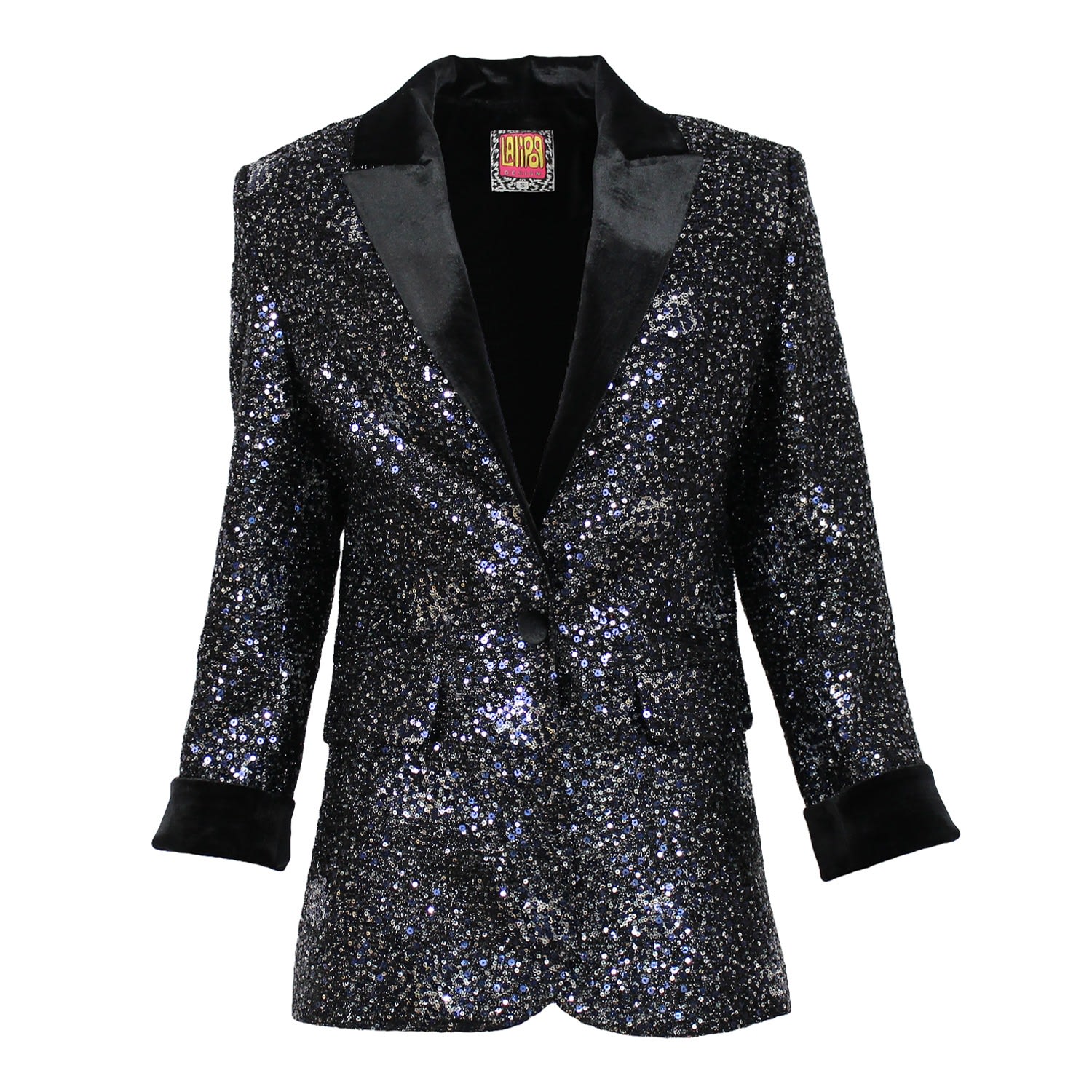 Lalipop Design Women's Black Sequin Embellished Blazer Jacket In Black