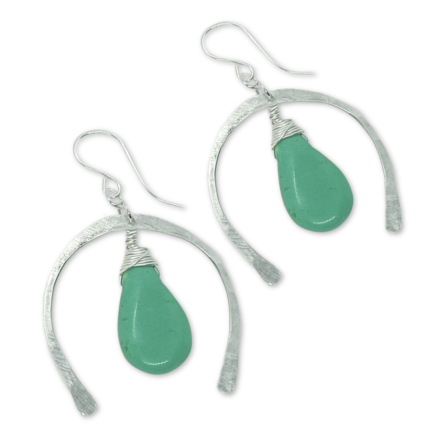 Women’s Silver / Green Green Turquoise Arc Earrings, Sterling Silver Beatrix Bell Handcrafted