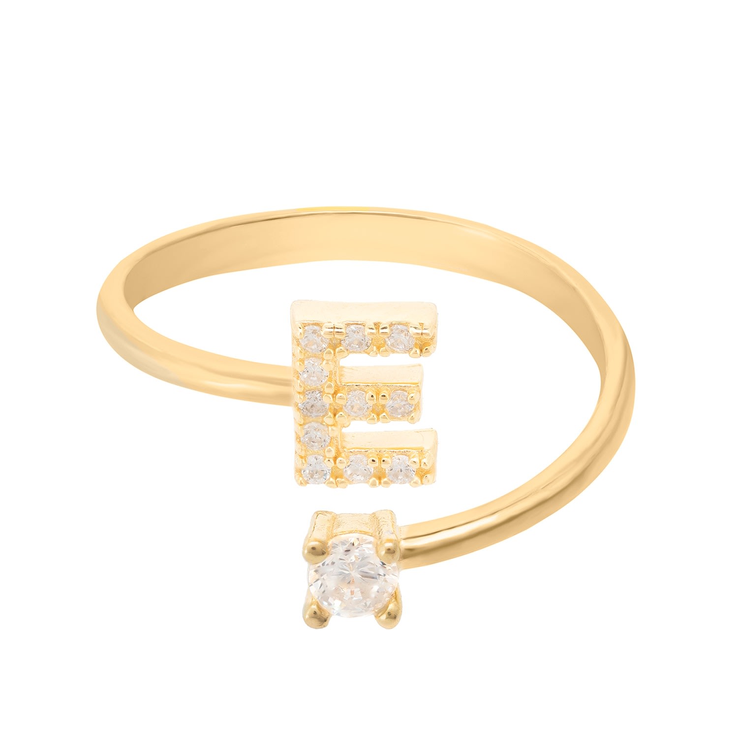 Women’s White / Gold Initial Ring Gold E Latelita