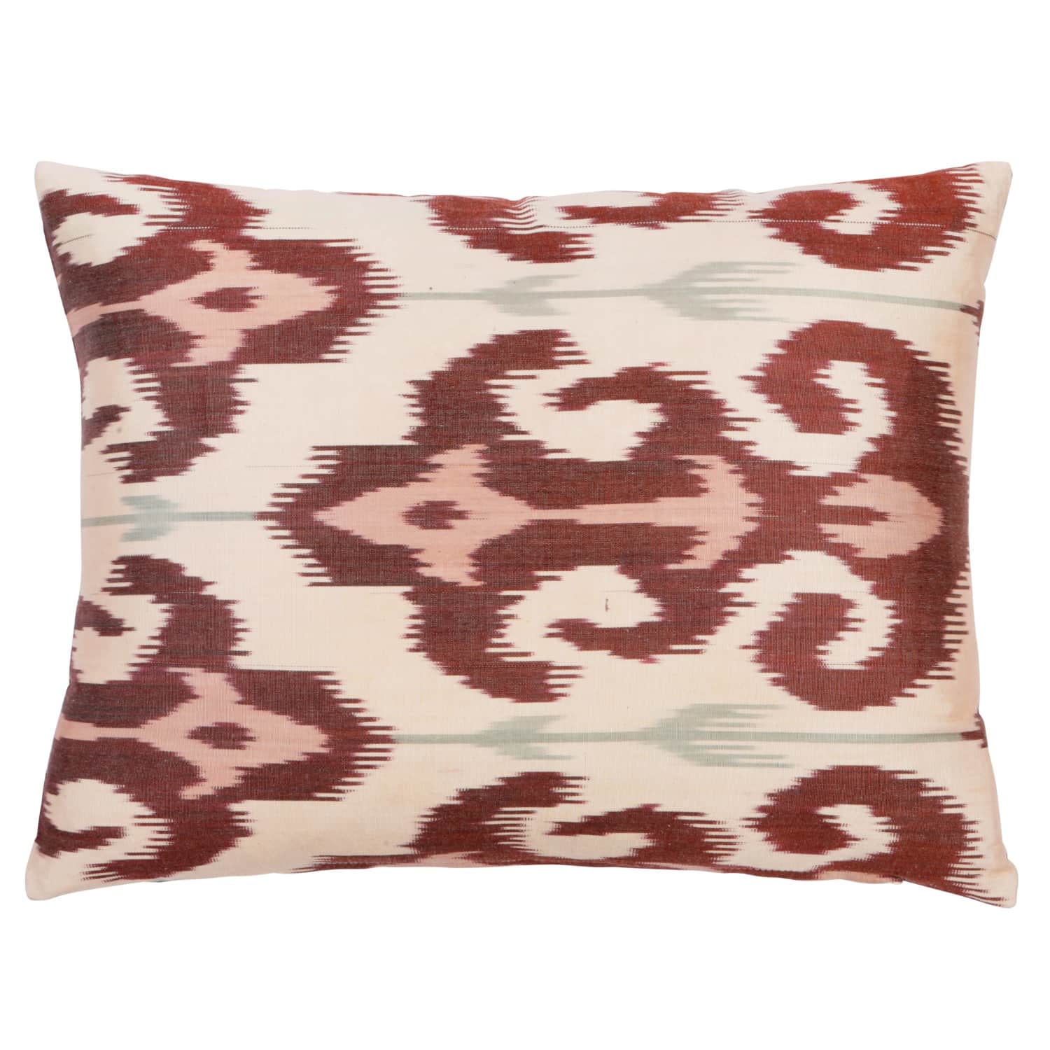 Handcrafted Silk Ikat Cushion Heritage Geneve Wolf Badger
