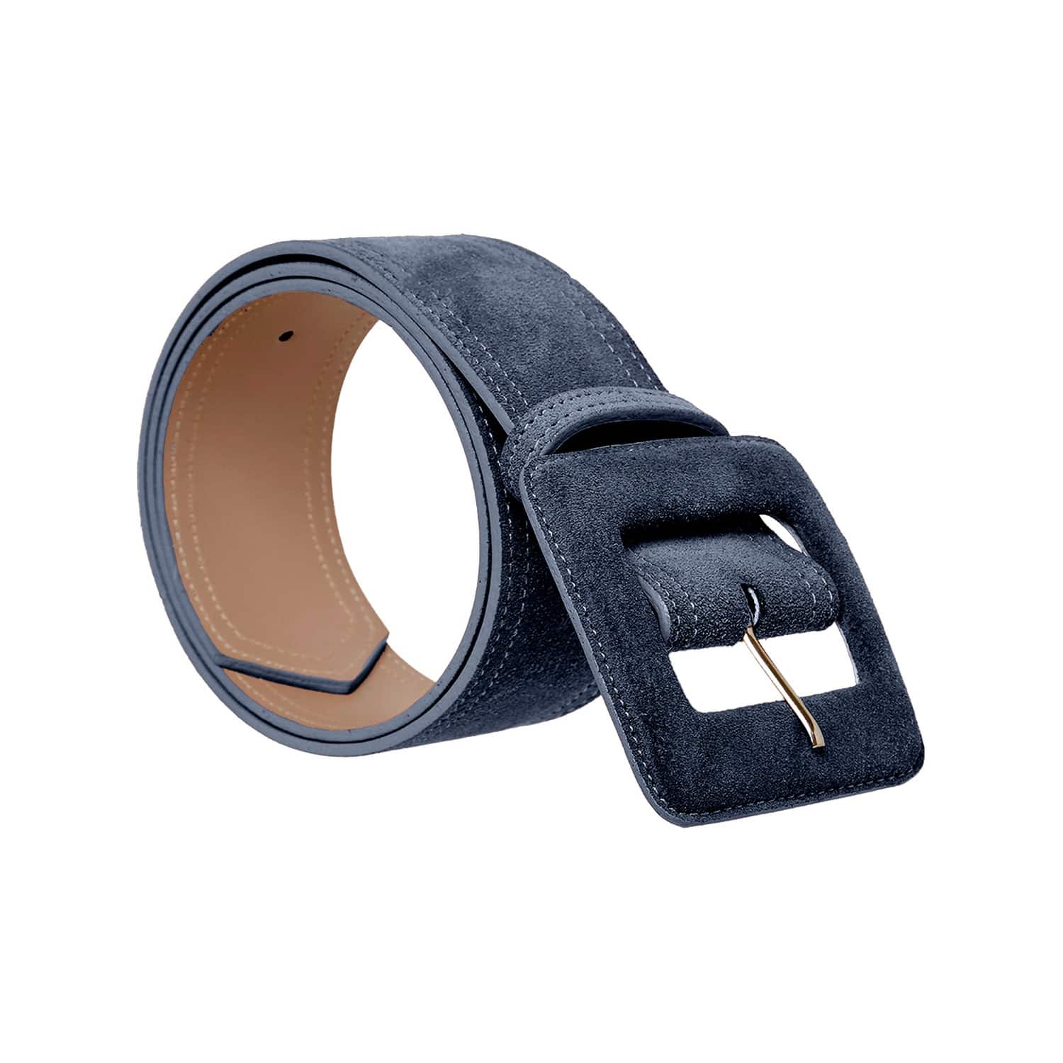 Suede Square Buckle Belt - Navy Blue | BeltBe | Wolf & Badger