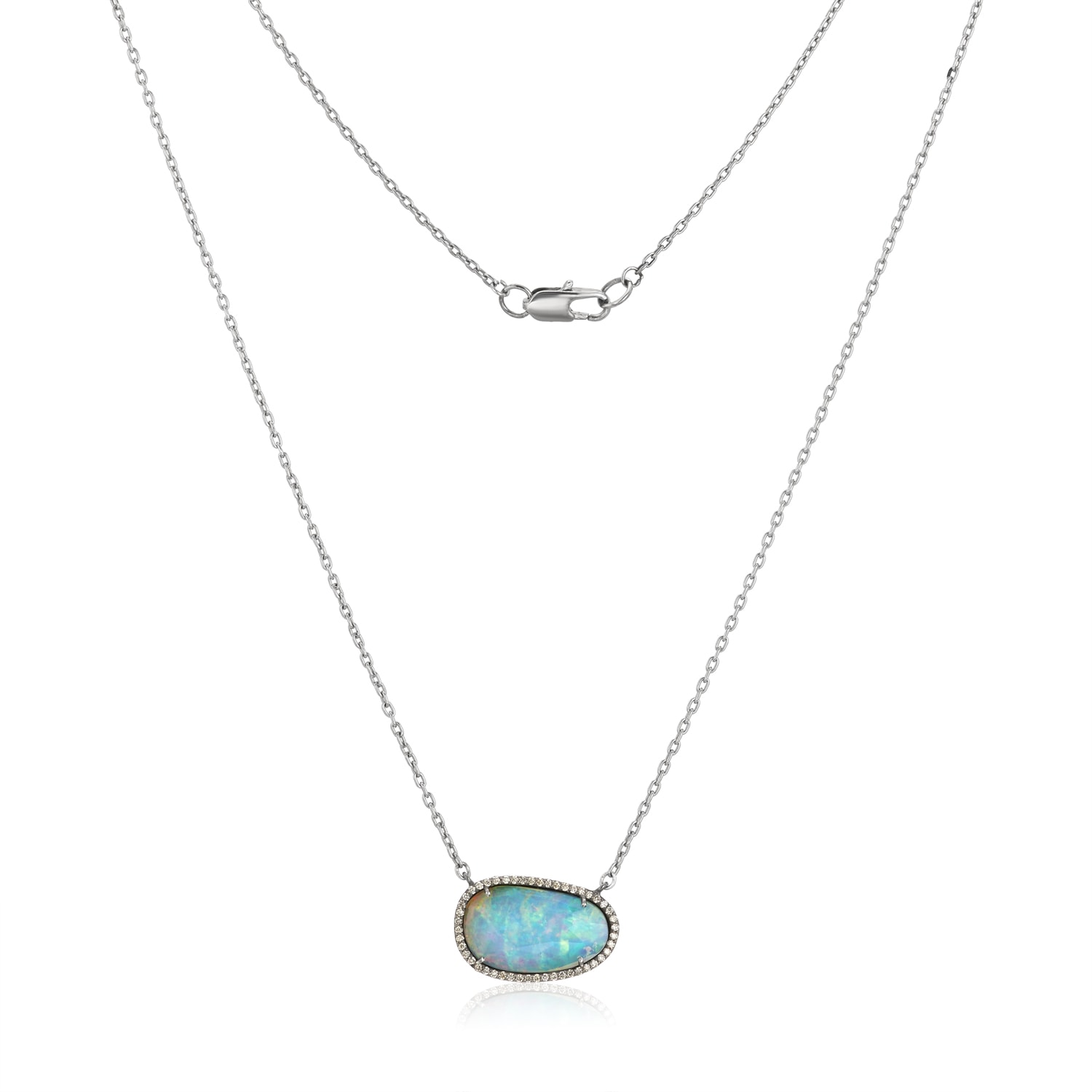 Women’s Blue / Pink / Purple Opal Diamond Necklace Lui Jewelry