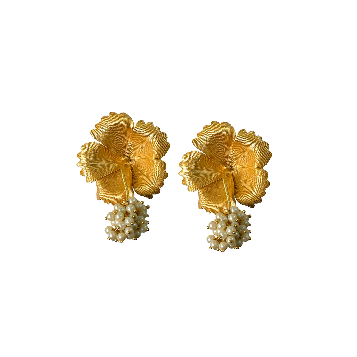Cuda Women's Jaswand Gold Flower Earrings