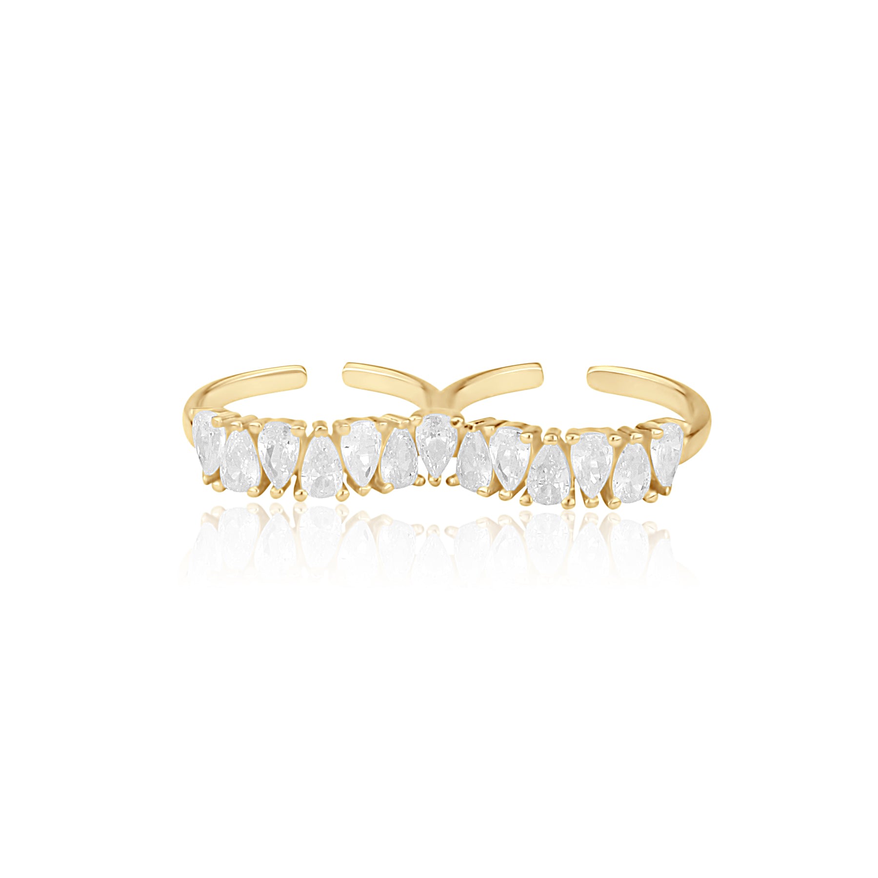 Shop Shymi Women's Gold Two Finger Pear Shape Ring