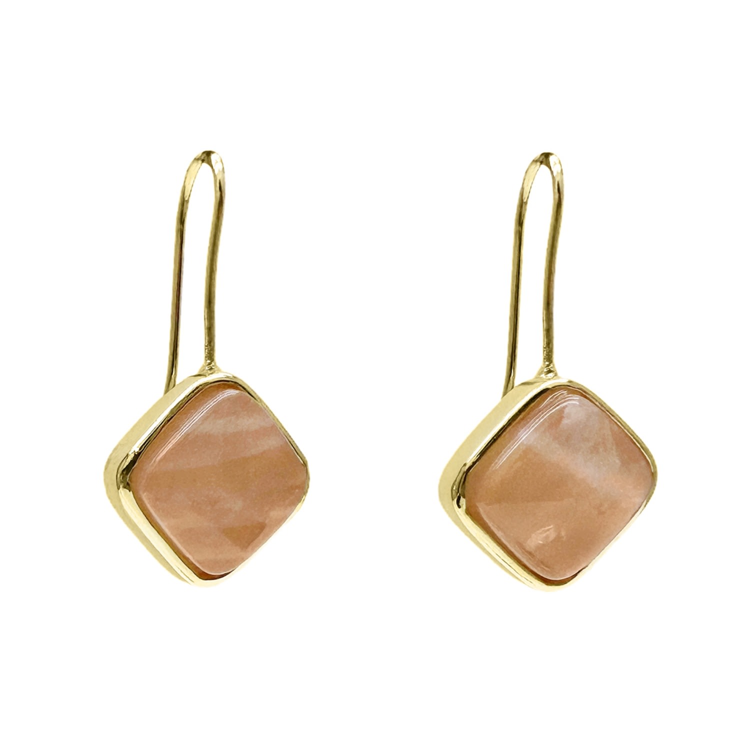 Farra Women's Yellow / Orange Orange Moonstone Square Shaped Minimalist Earrings
