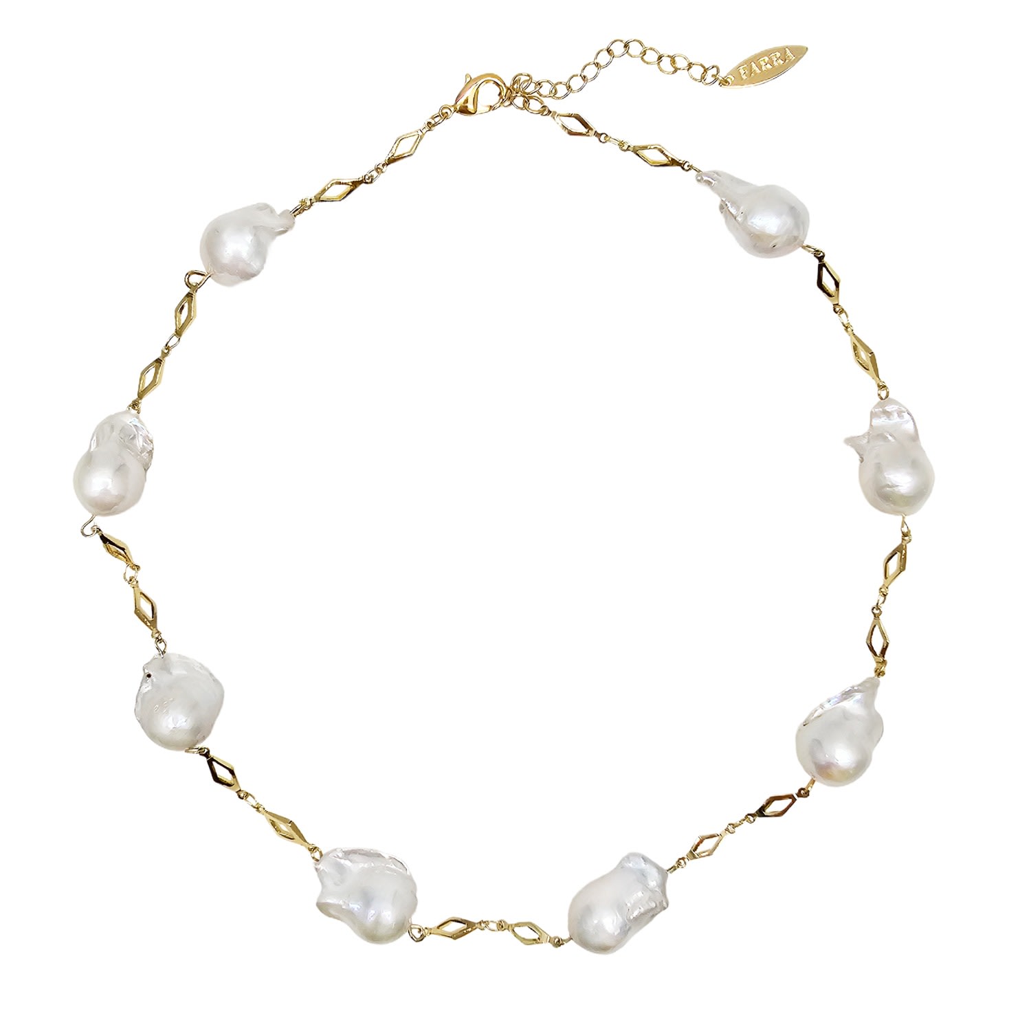 Farra Women's White Timeless Natural Baroque Pearls Necklace