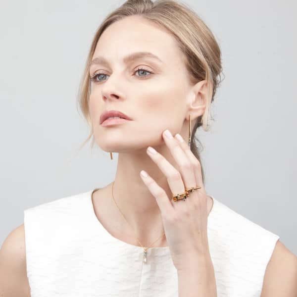 Neola Anais Sterling Silver Stacking Ring With Blue & London Topaz In Stacking