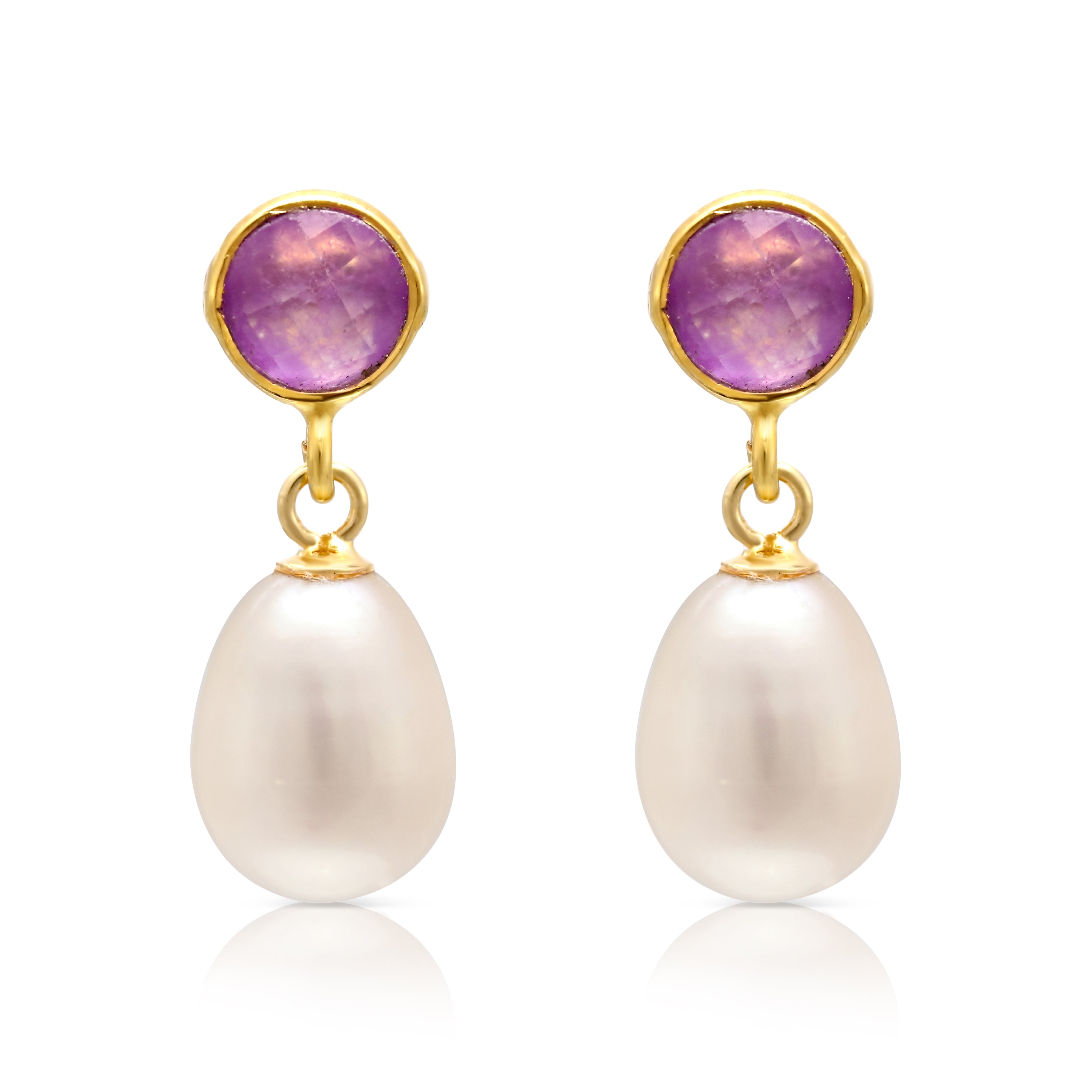 Pearls Of The Orient Online Women's White / Orange Clara Lavender Chalcedony & Cultured Freshwater Pearl Drop Earrings In Multi