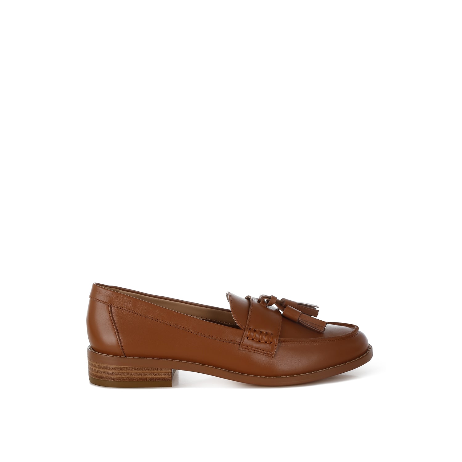 Rag & Co Women's Brown Yelena Real Leather Tassel Loafers In Tan By