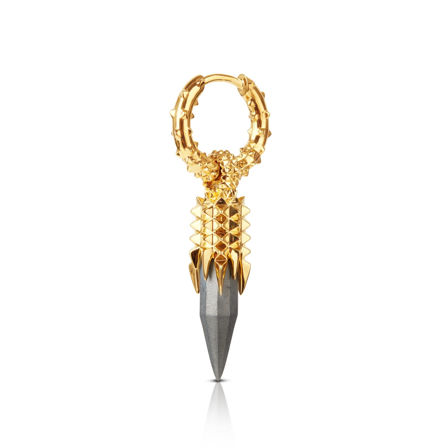 Kasun Women's Dagger Hoops - Gold & Ruthenium In Gold