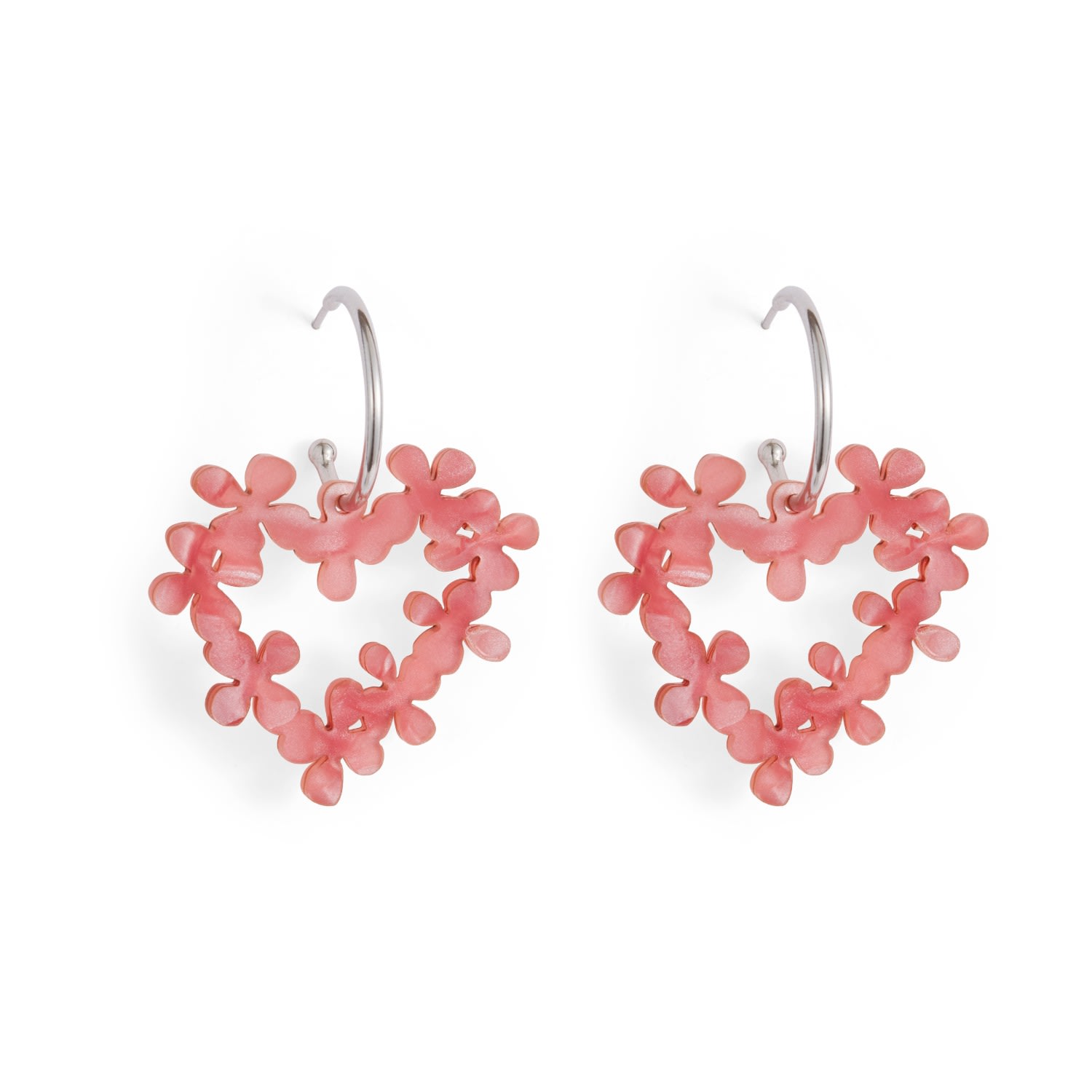Toolally Women's Silver / Pink Mini Hearts In Flowers - Pink Pearl & Silver In Pink