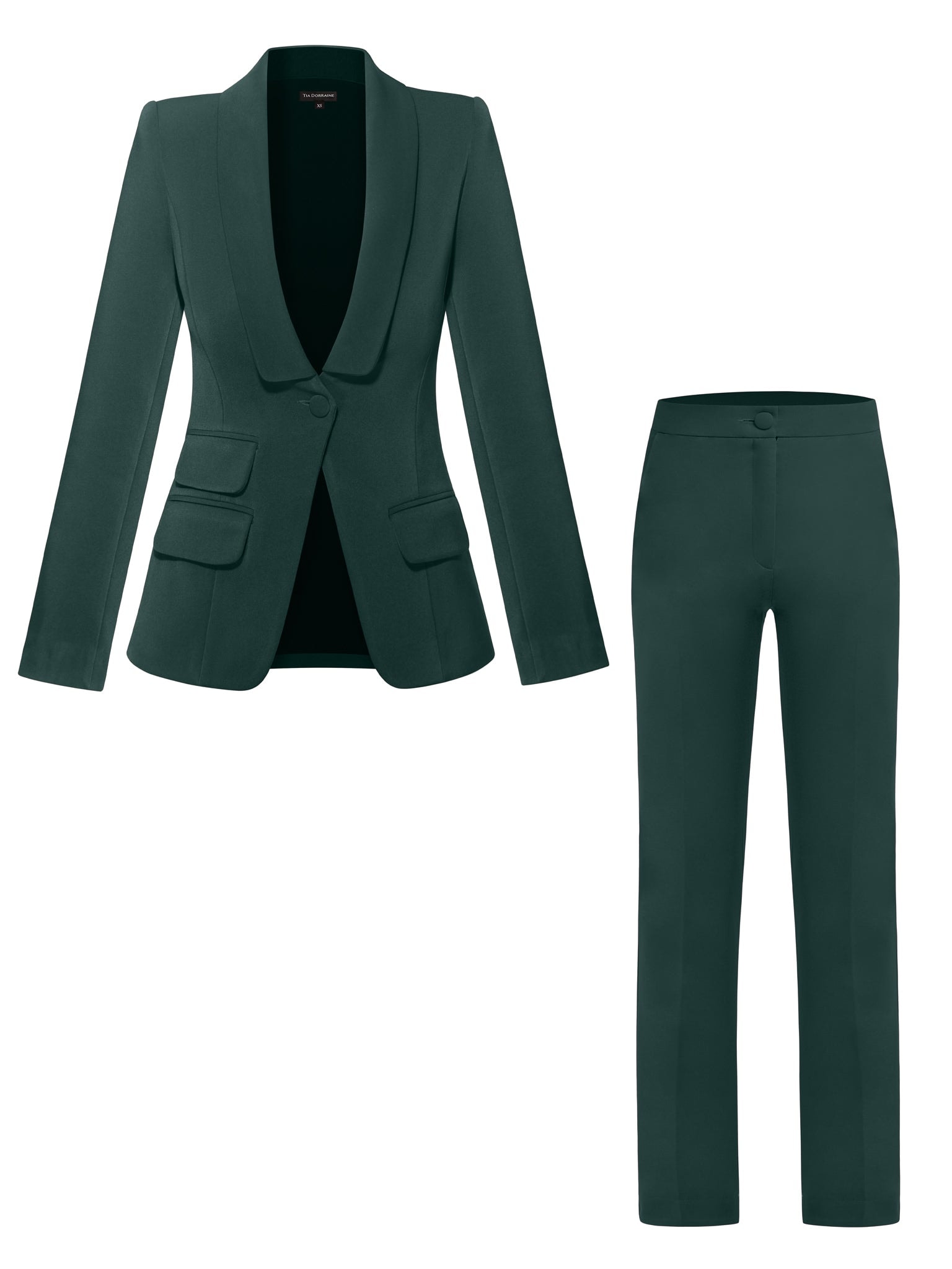 Tia Dorraine Vision Tailored Blazer & Trousers Suit - Dark Green In Green