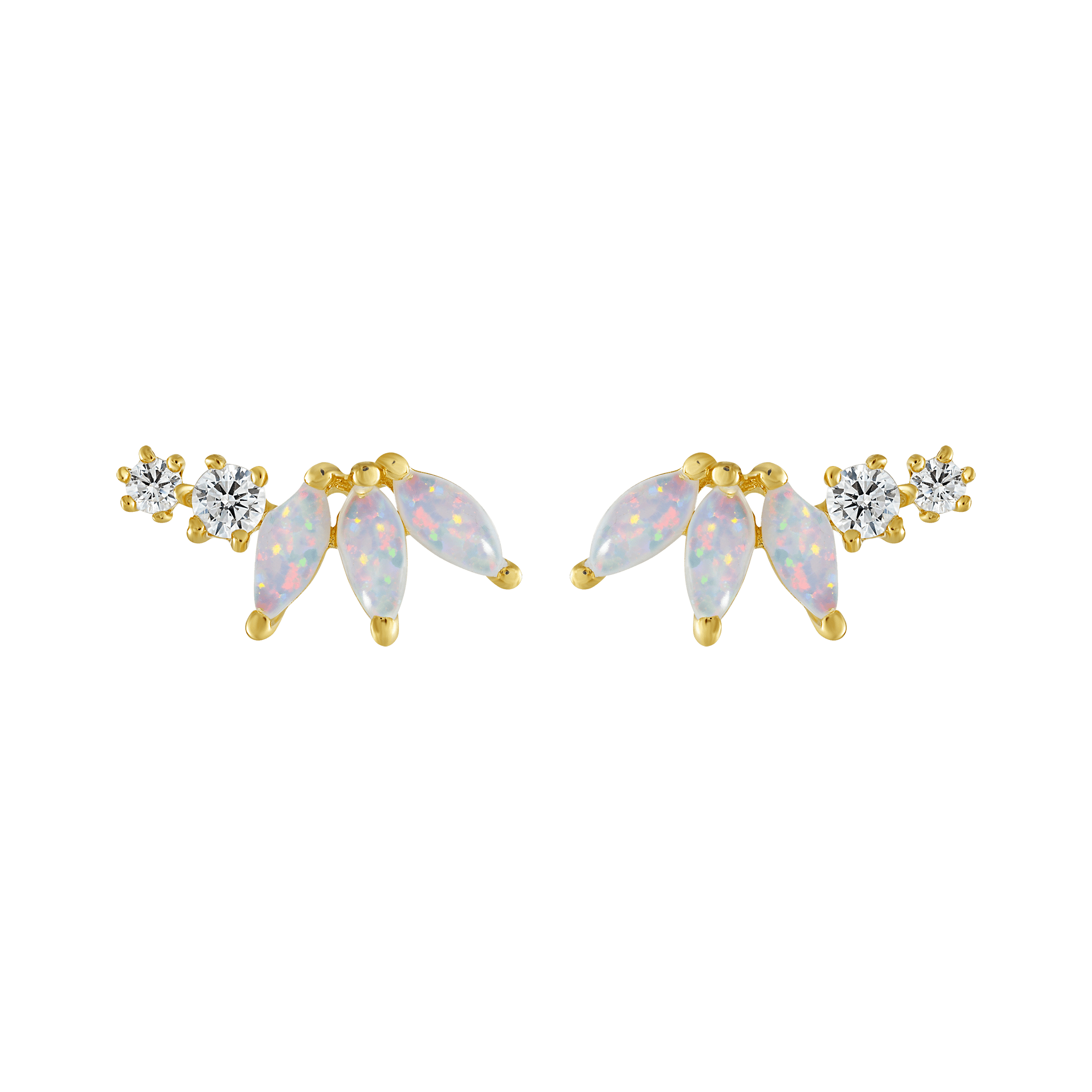 Women’s Opal & Diamond Twinkling Lotus Studs La Kaiser