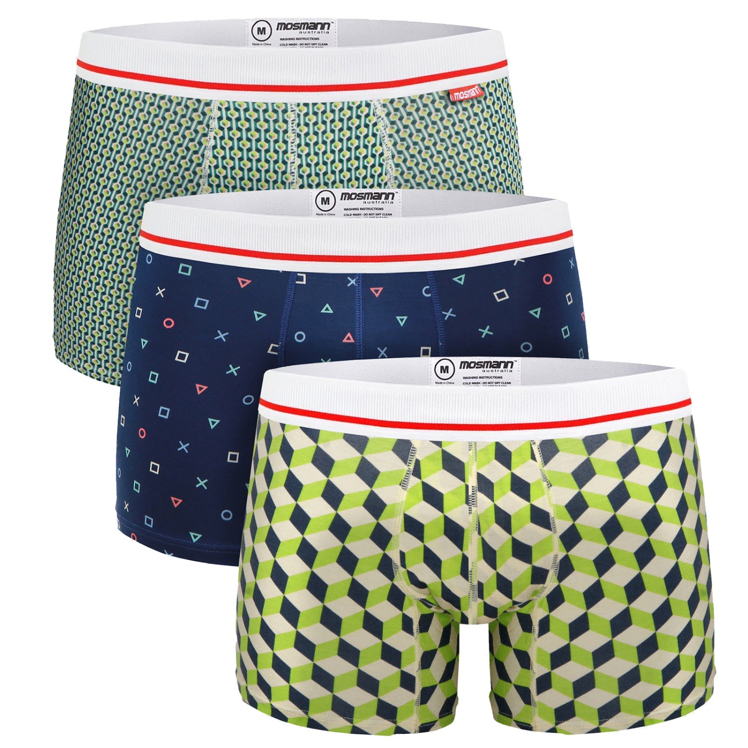 Three-Pack Mens Bamboo Trunks - Neo Small Mosmann Australia