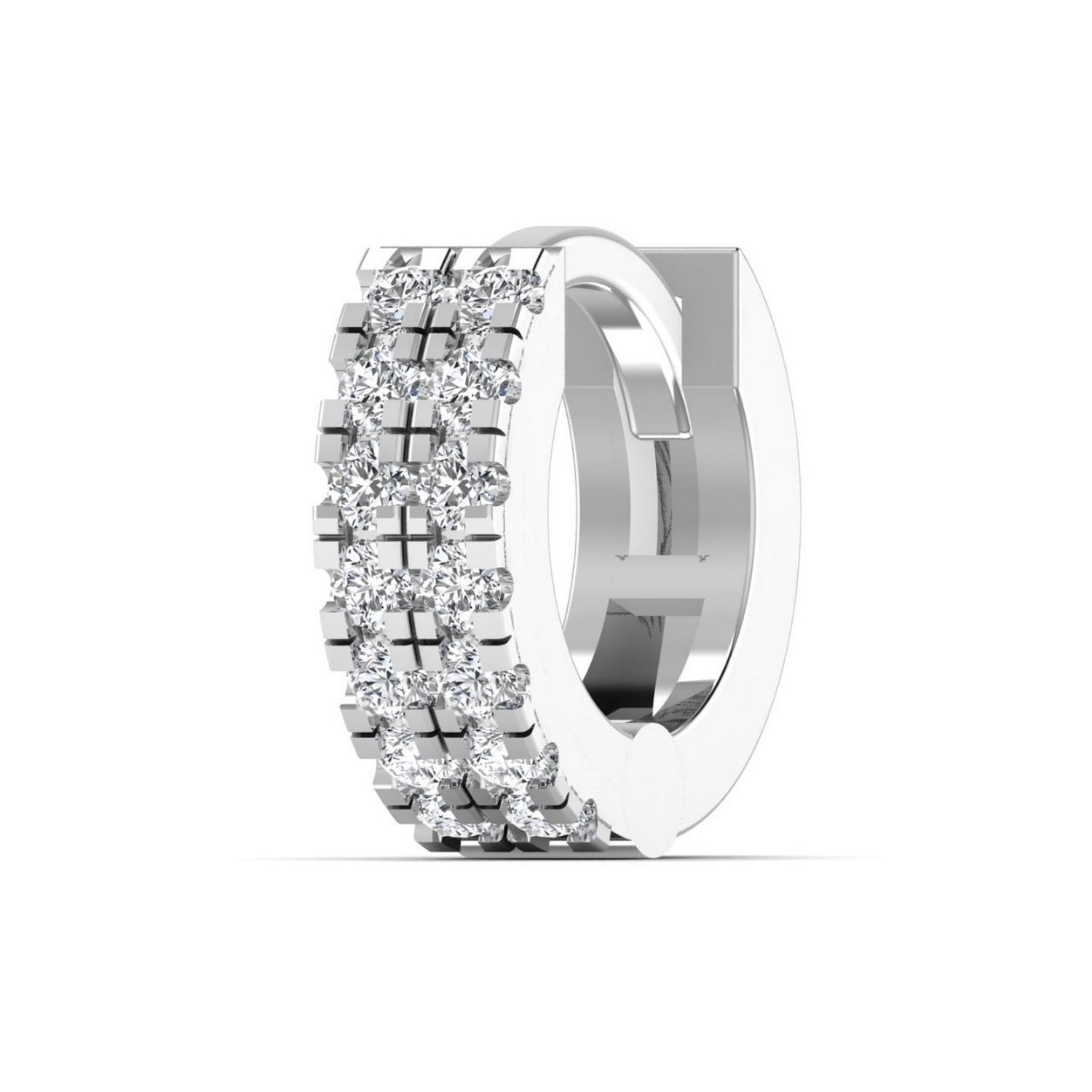 Cervin Blanc Women's Diamond Cartilage Hoop Earring In White Gold Piercing Row In White