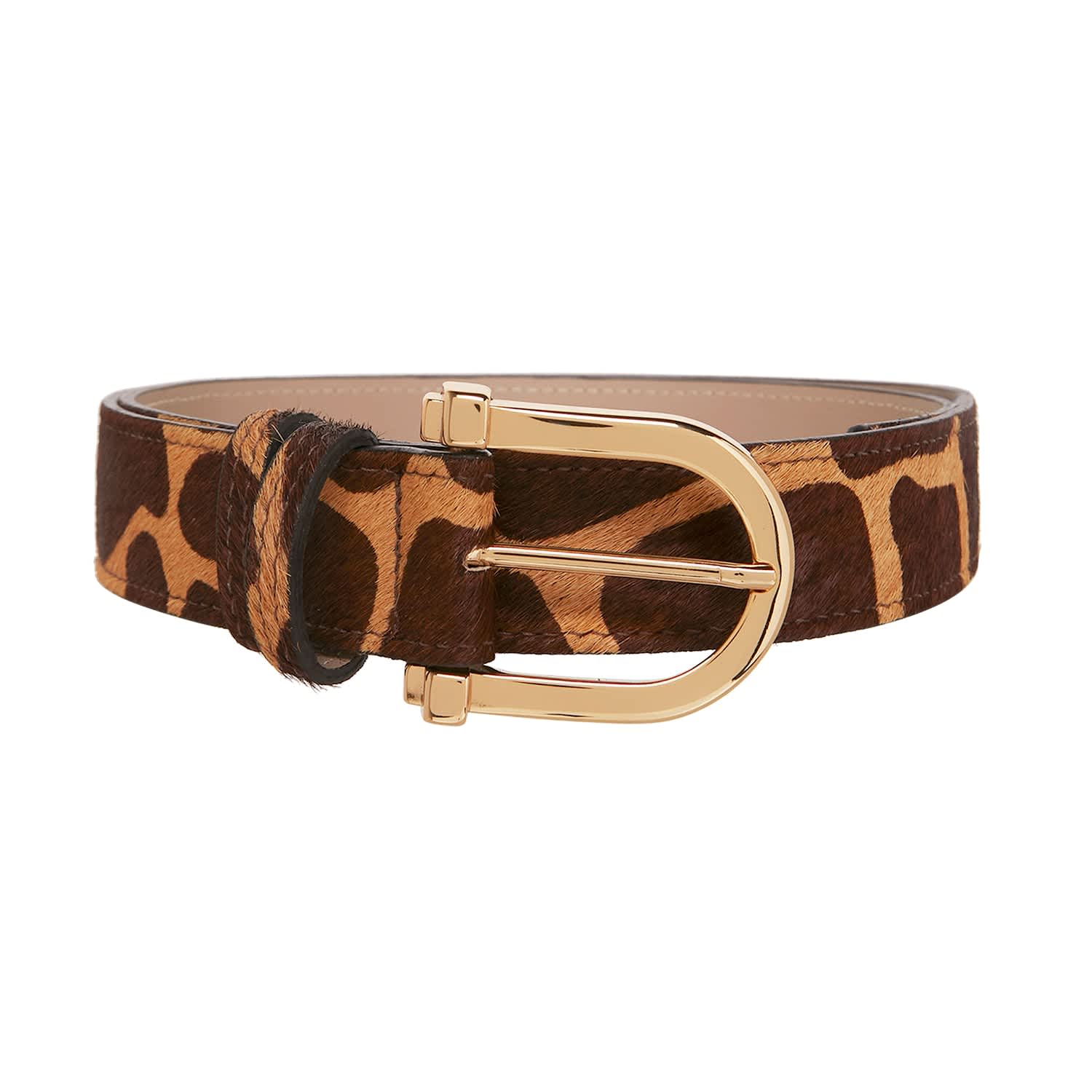 Giraffe Gold Metal Buckle Belt - Caramel & Brown | BeltBe  display picture 1