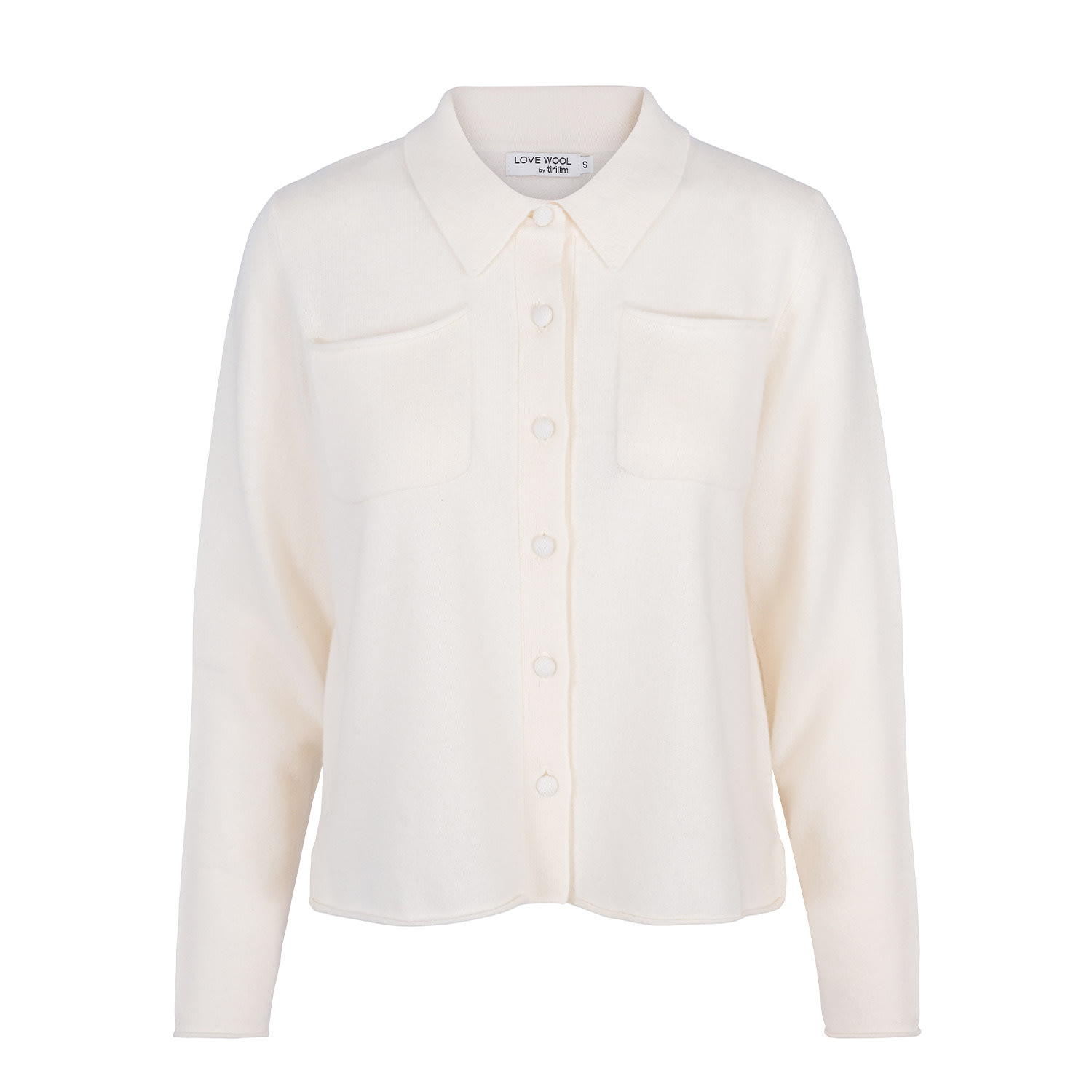 Tirillm Women's Nadine Cardigan With Collar And Pockets, Off White In White