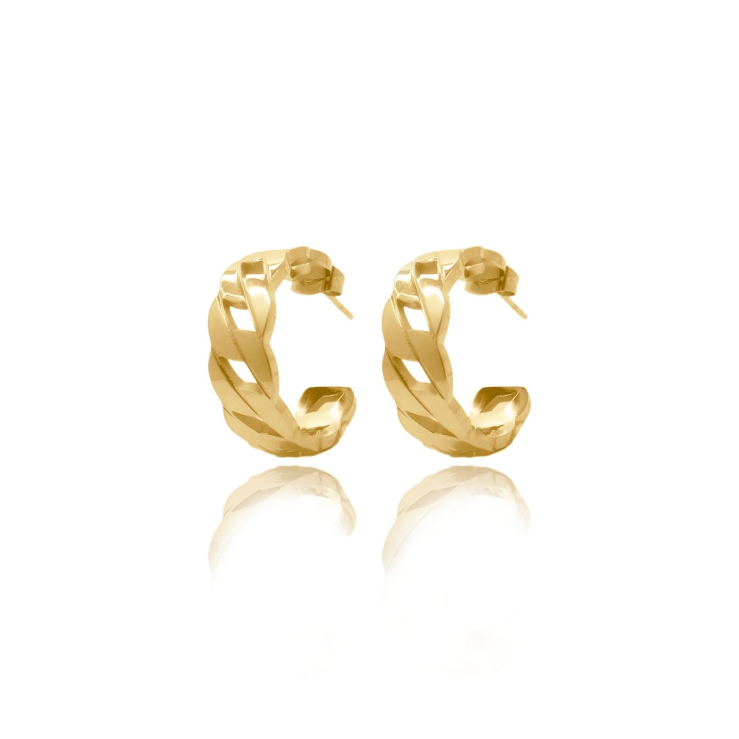 Viea Women's Gold Kalani Cuban Chain Statement Hoop Earrings