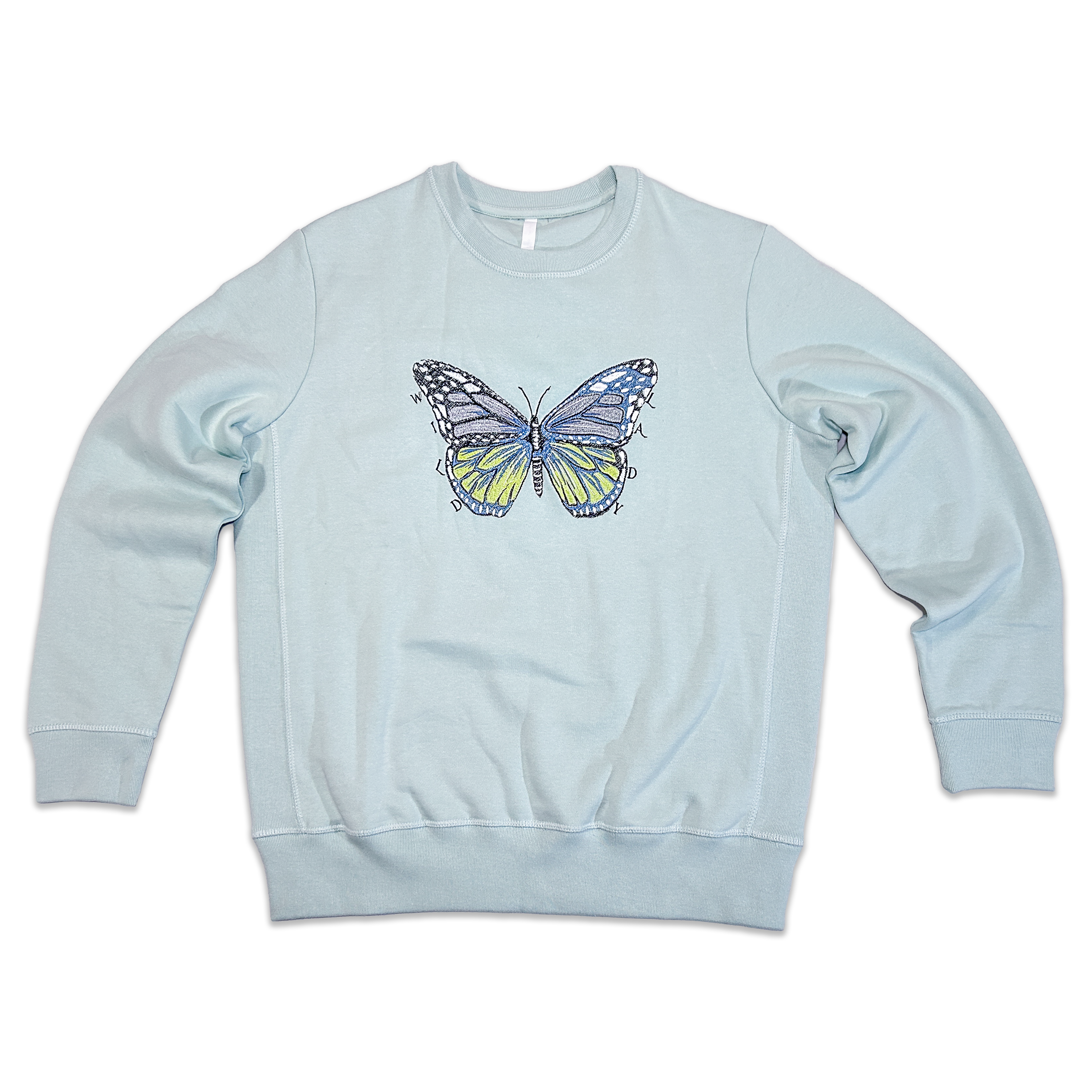 Green Wild Lady Embroidered Butterfly Sweatshirt In Seafoam Medium Wild Lady Lils