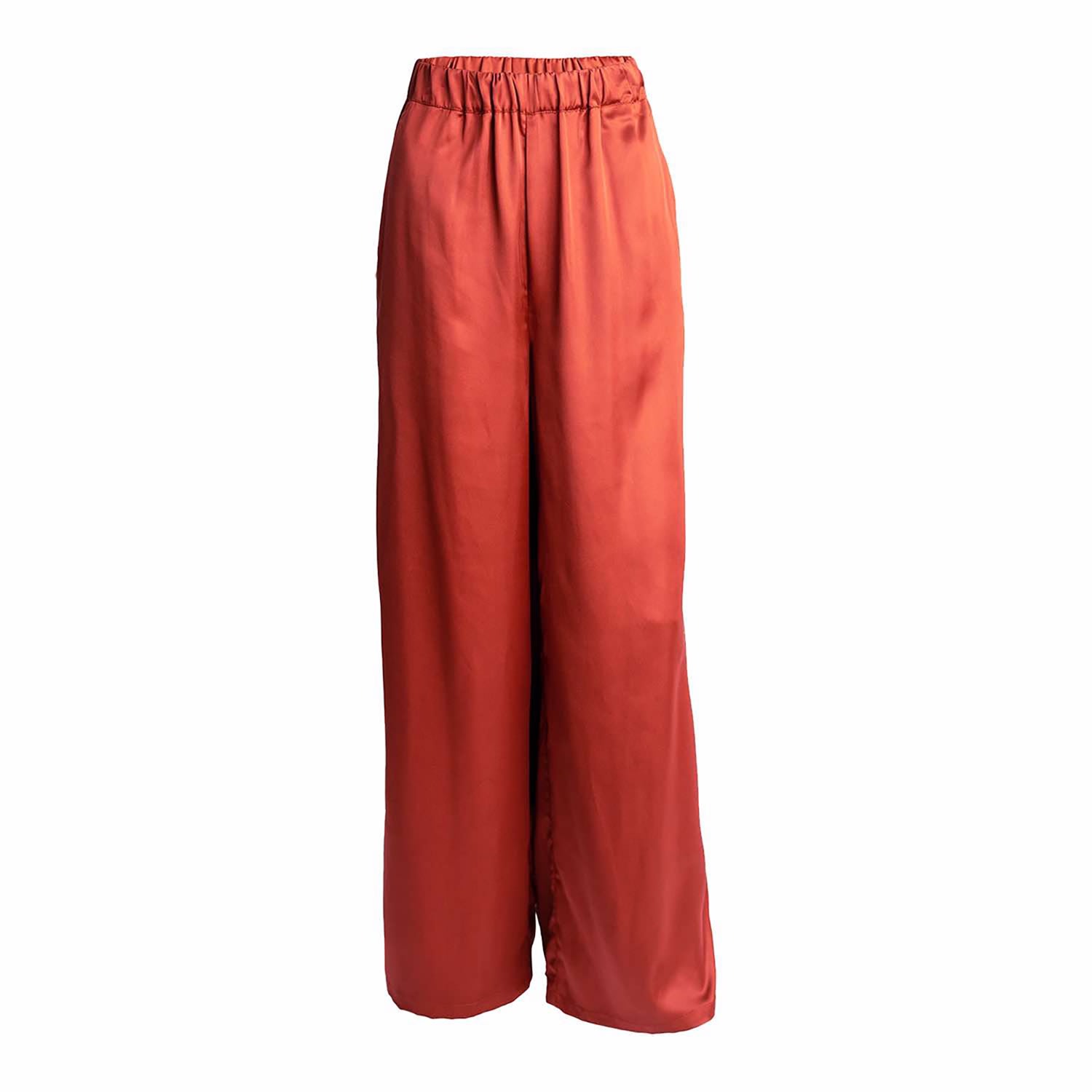 Alanakayart Women's Brown Melissa Elastic Waist Wide Leg Pant - Rust In Orange