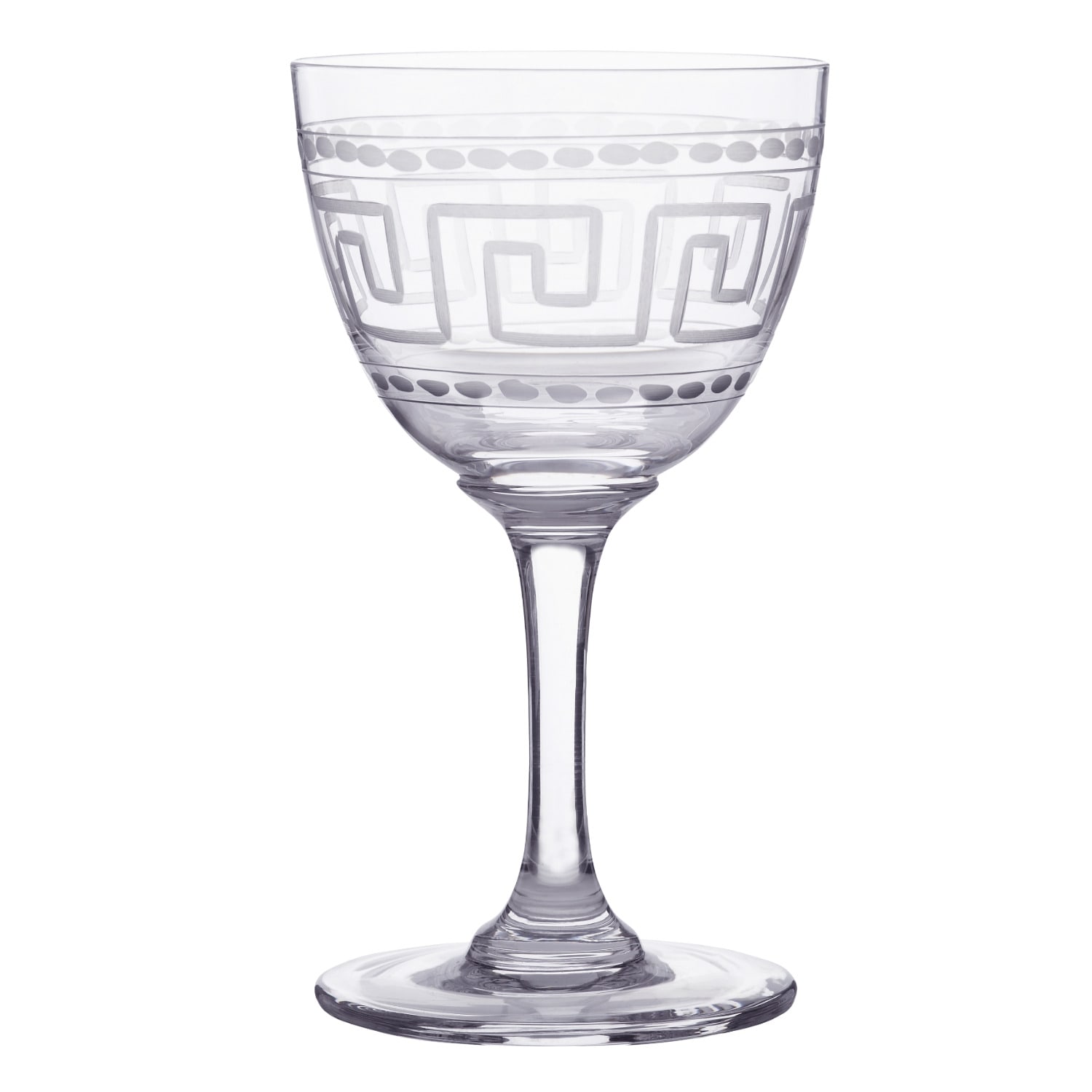 Six Hand-Engraved Crystal Liqueur Glasses With Greek Key Design The Vintage List