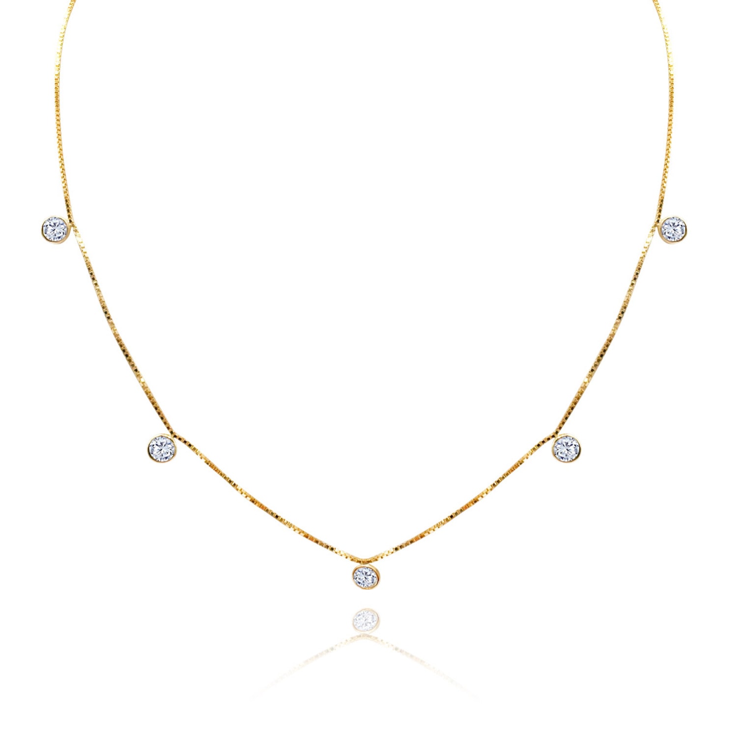 Women’s Neutrals Sterling Silver Vermeil Chain With Multi Cubic Zirconium Drops Michael Nash Jewelry