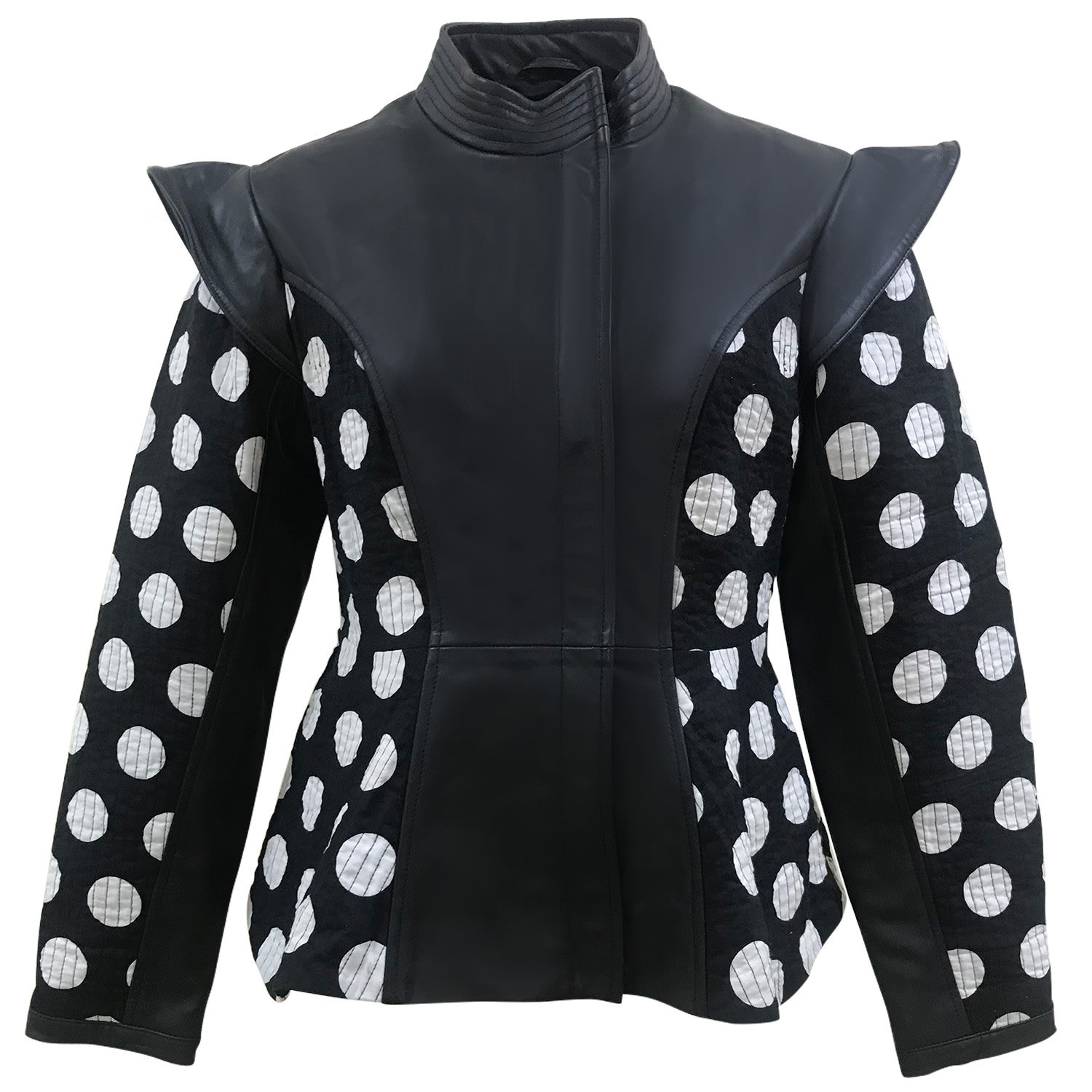 Zasta Studio Women's Arion Black Kantha Stitched Leather Jacket In Black