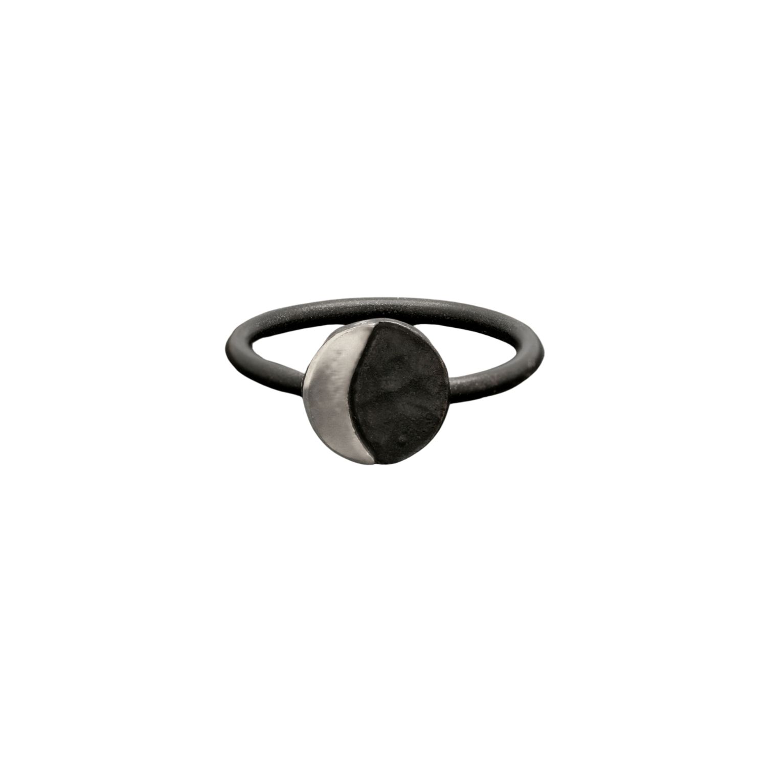 Zula Jewelry + Design Women's Black / Silver Crescent Moon Ring In Multi