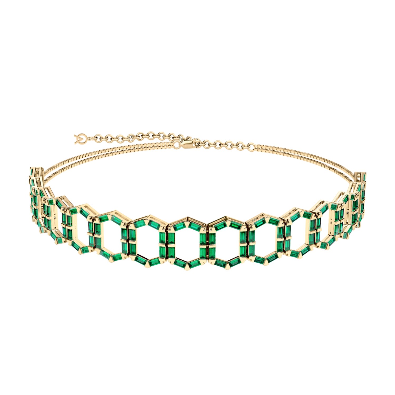 Women’s Gold The Cleo Choker Necklace - Emerald Ora Ana