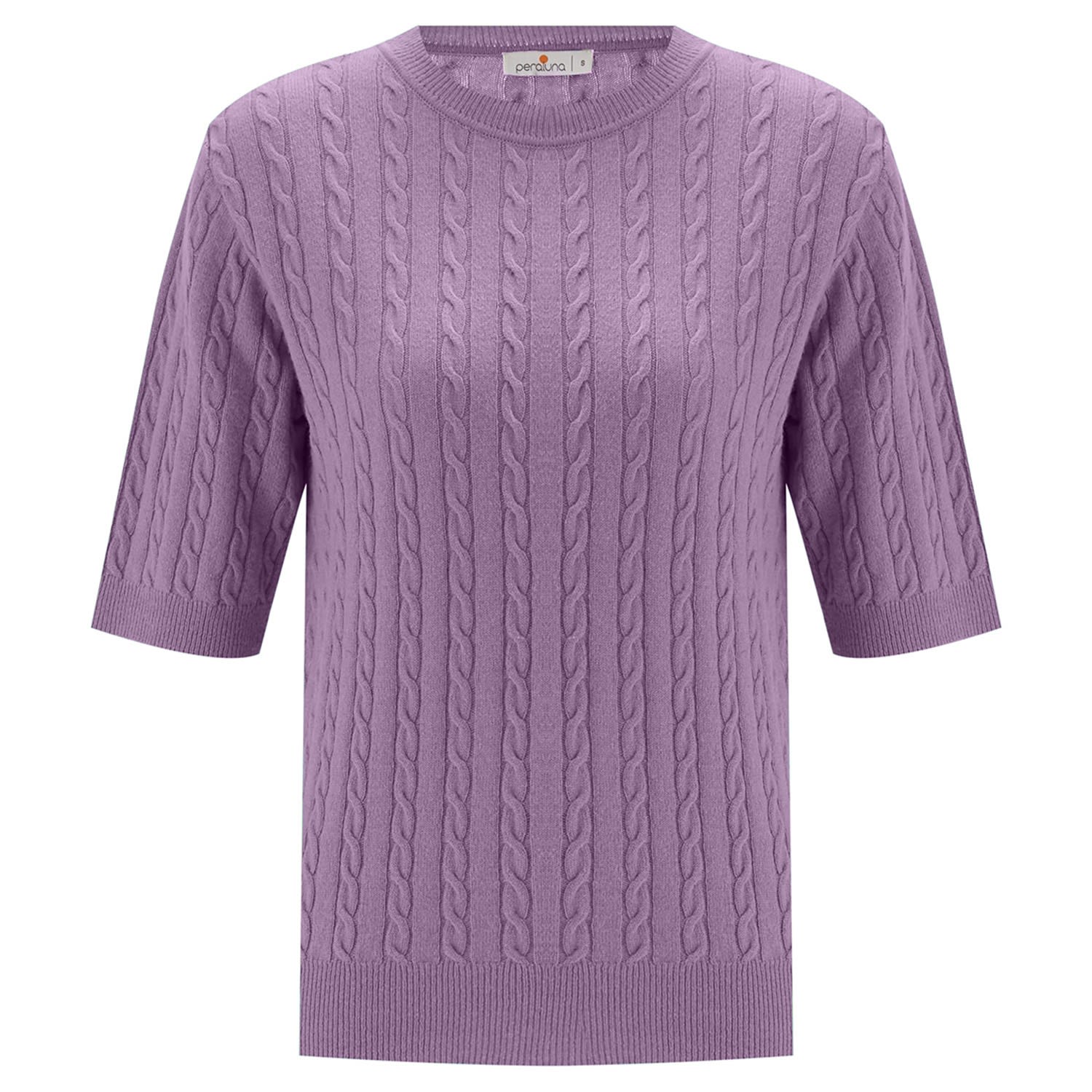 Peraluna Women's Pink / Purple Nicole Cable Knit Cashmere Blend Short Sleeve Blouse - Purple In Pink/purple