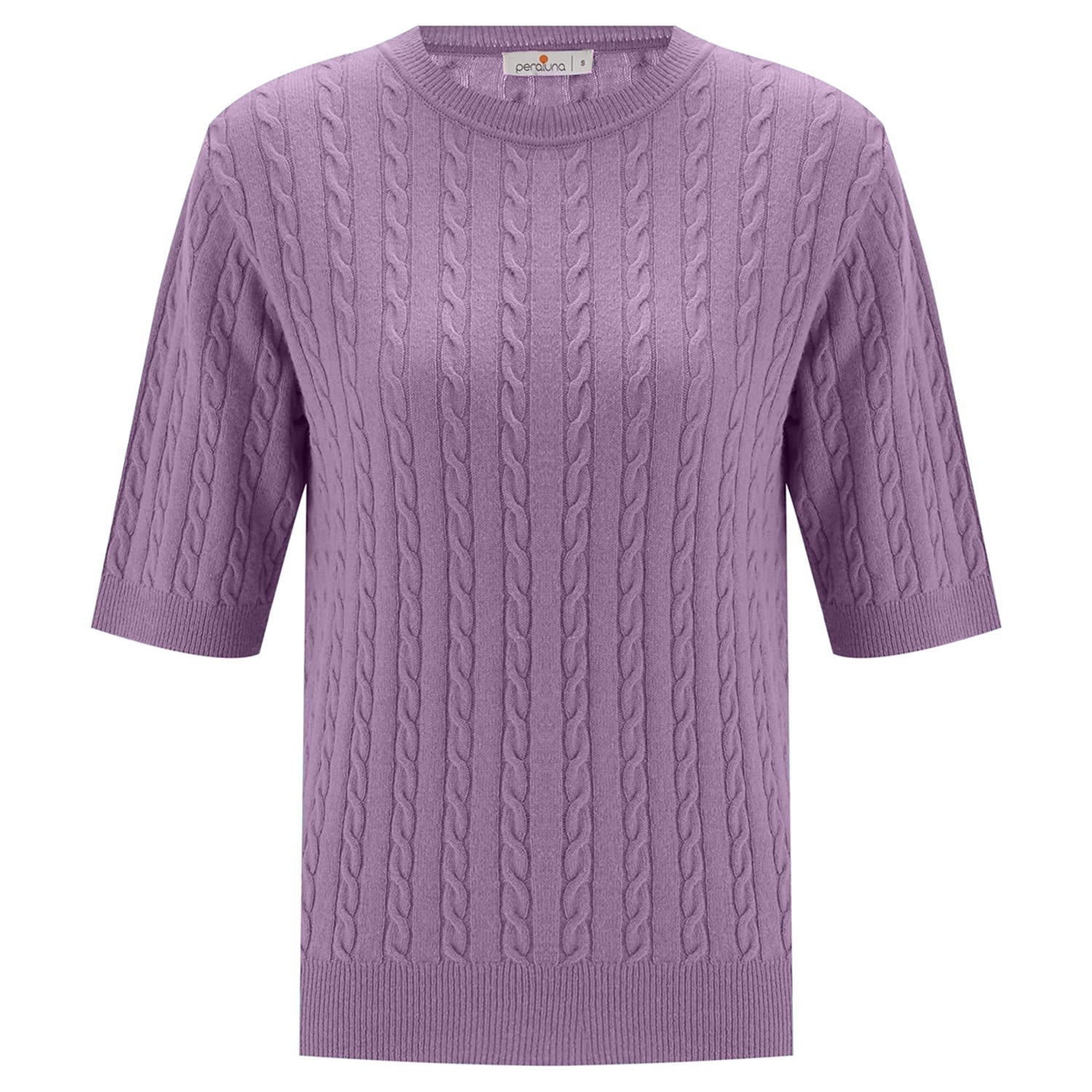 Women’s Pink / Purple Nicole Cable Knit Cashmere Blend Short Sleeve Blouse - Purple Medium Peraluna