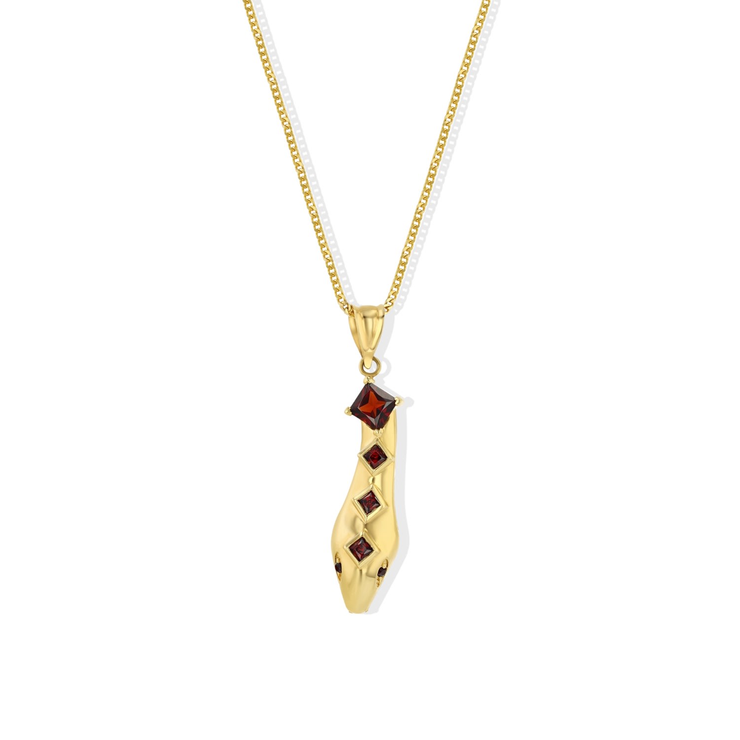 Jewelbird Women's Gold / Red Garnet Snake Pendant