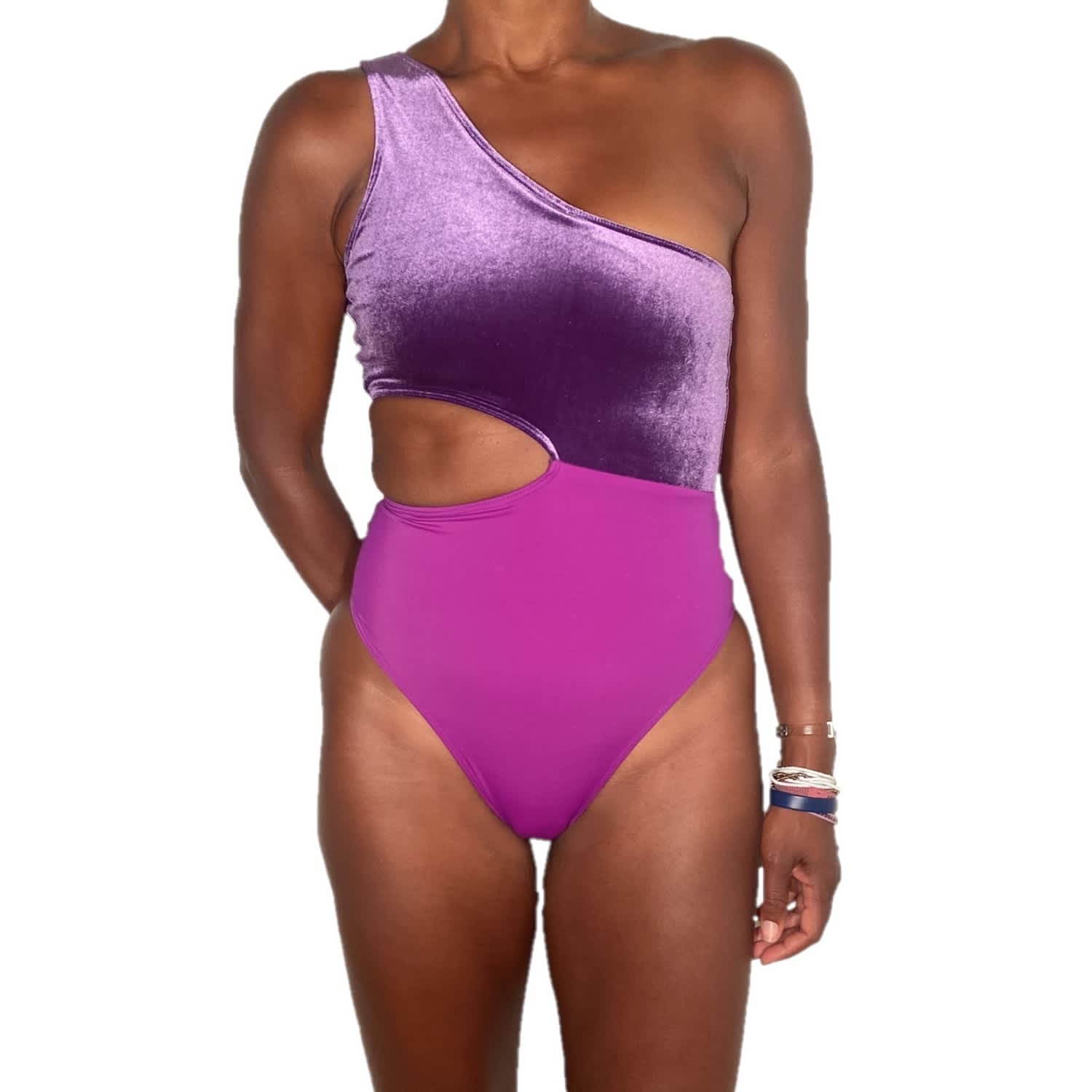 Baiana Cut Out One Piece Swimsuit - Purple, Brasini Swimwear